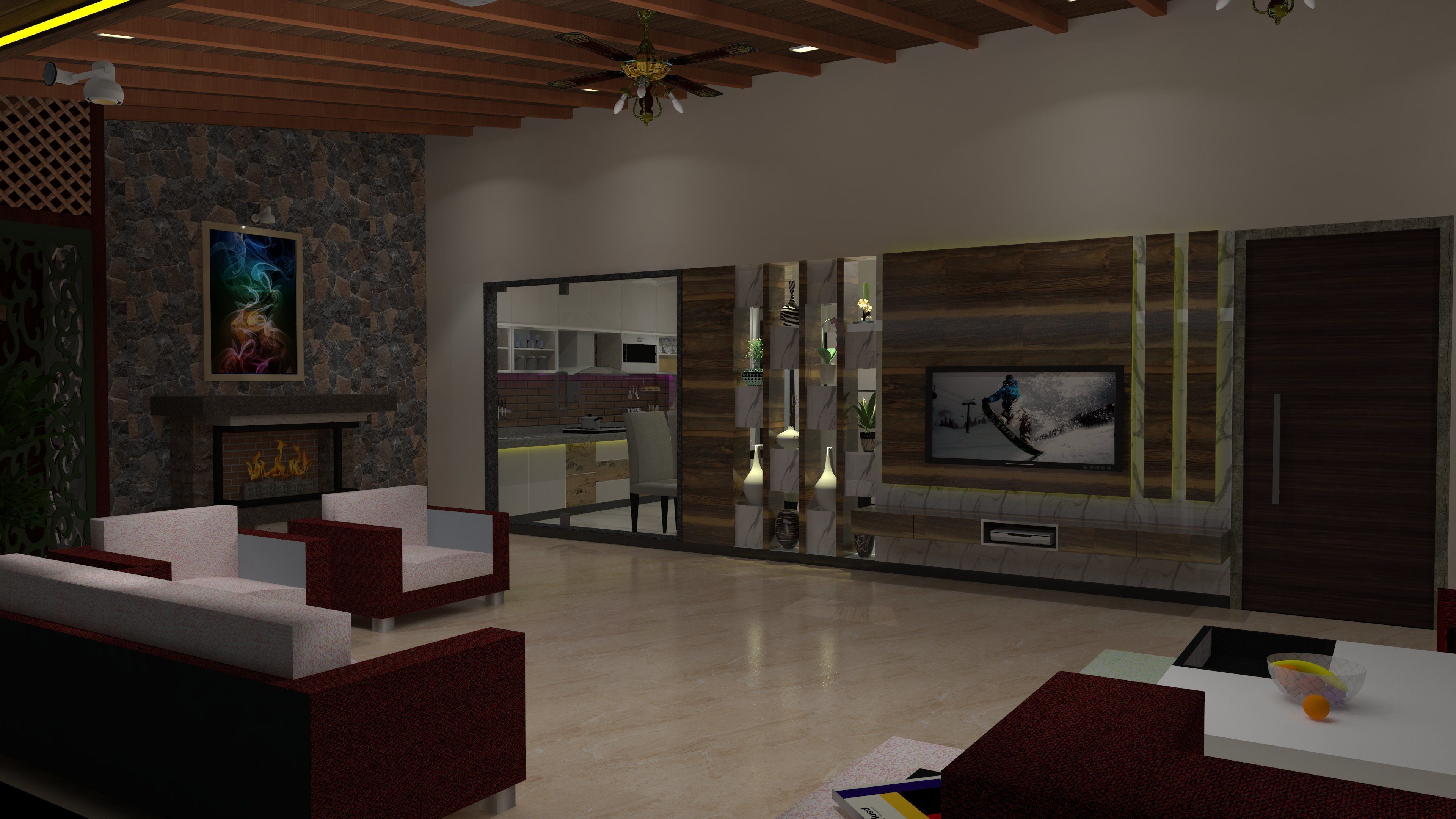 Hall and Kitchen  3D model_3