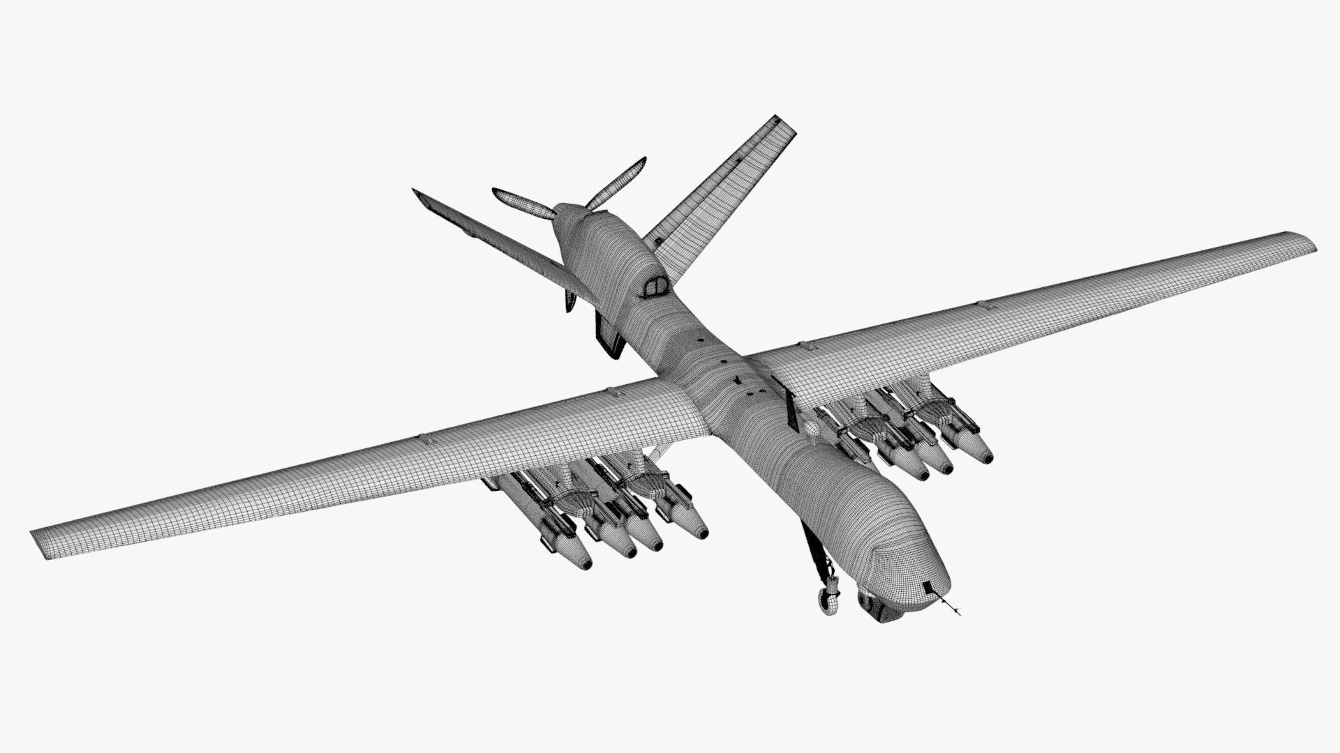 UDIM 8K Unmanned Combat Air Vehicle MQ 9 Reaper UAV 3D model_17