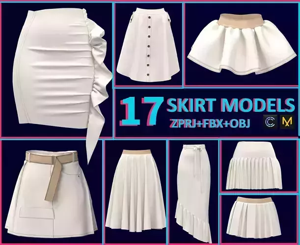 17 SKIRT 3D MODELS FOR WOMEN
