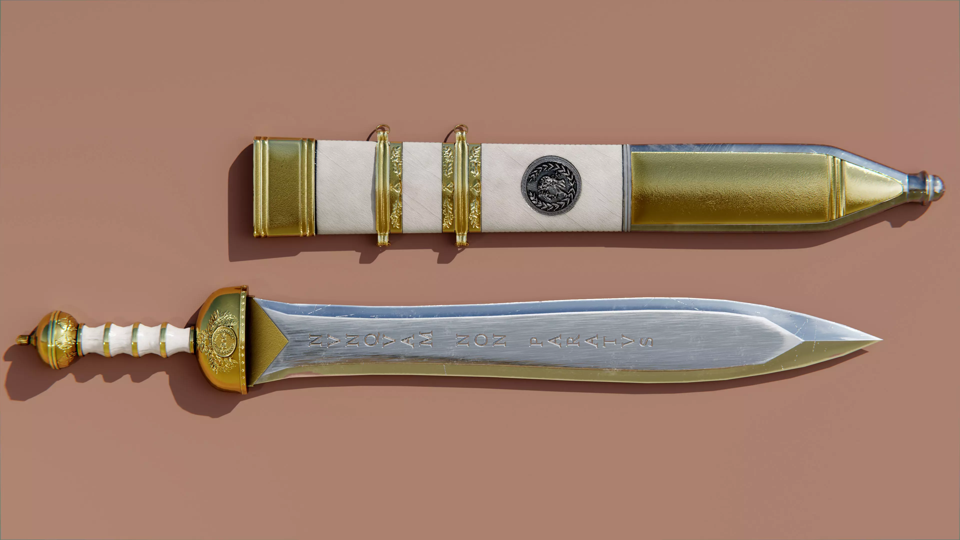 Gladius Decorated - PBR Game Asset Low-poly 3D model_0