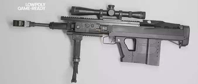 weapon - GM6 Lynx -  BMG sniper rifle Low-poly 3D model