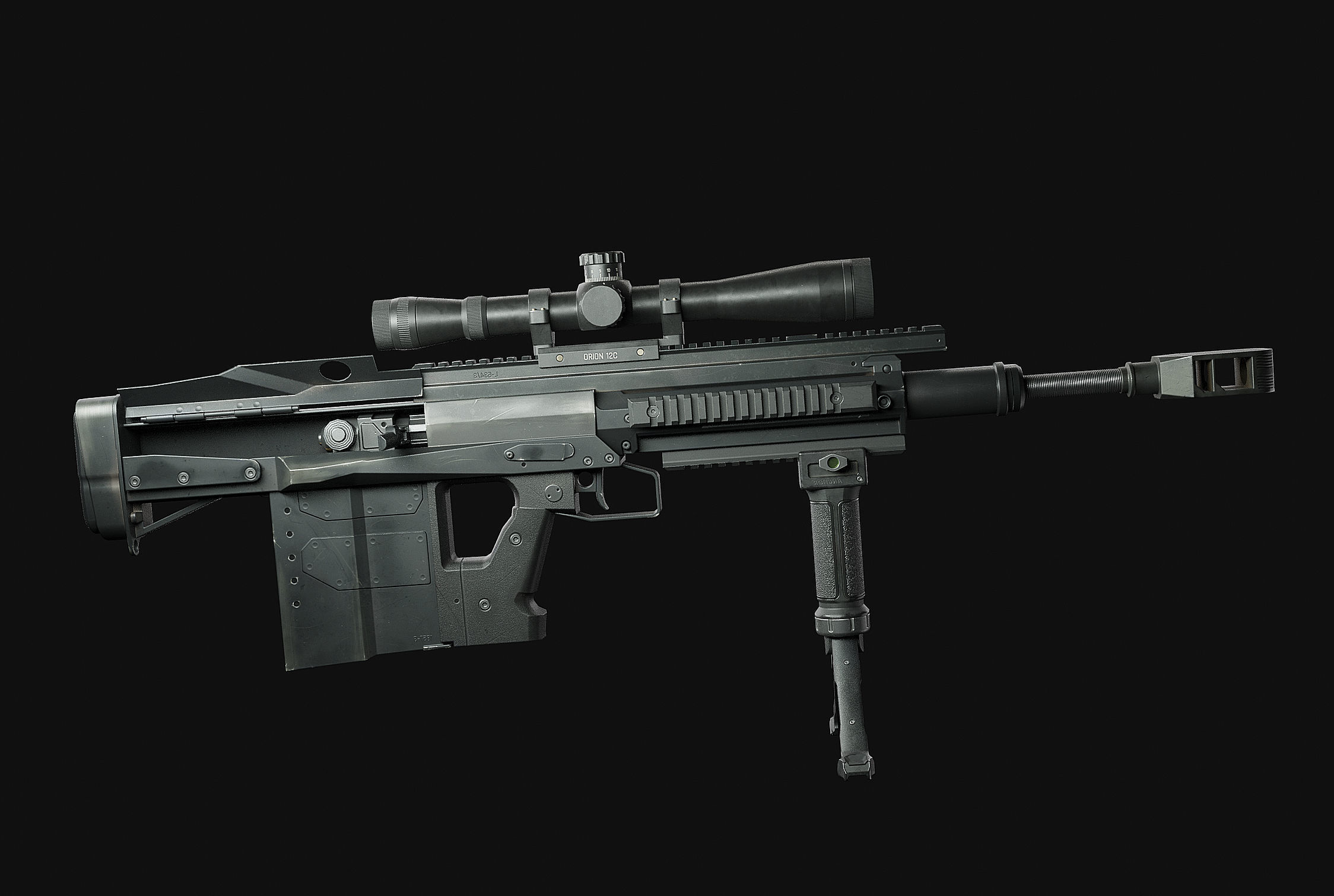 weapon - GM6 Lynx -  BMG sniper rifle Low-poly 3D model_14