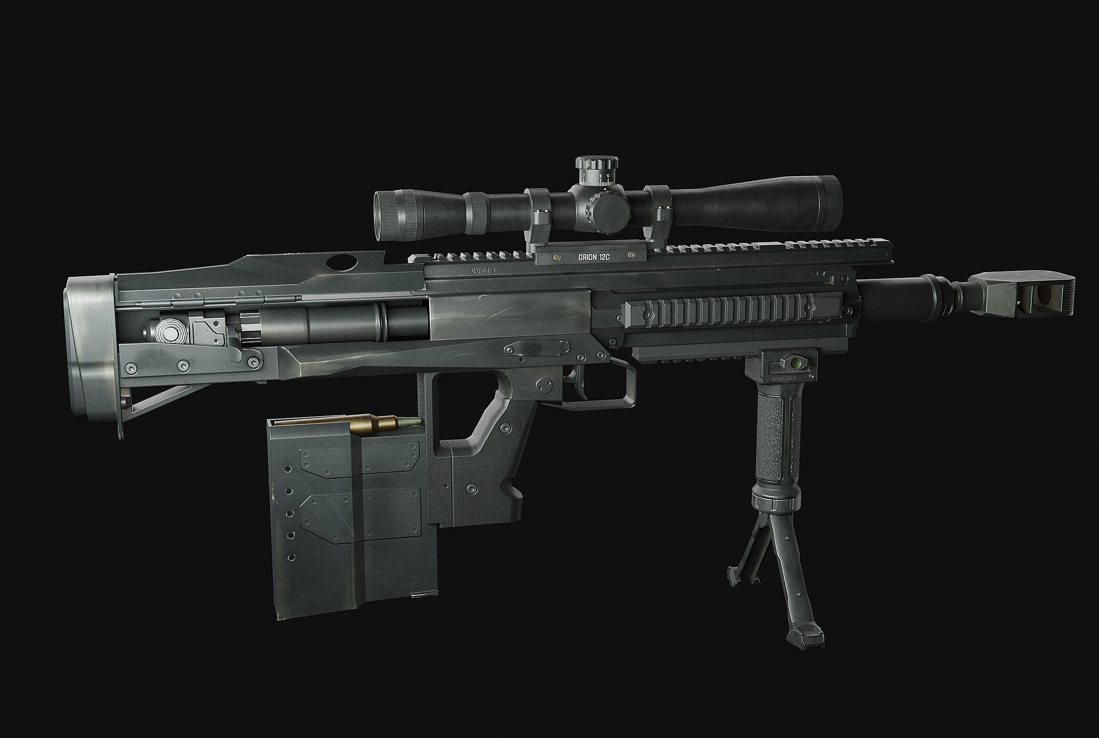 weapon - GM6 Lynx -  BMG sniper rifle Low-poly 3D model_12