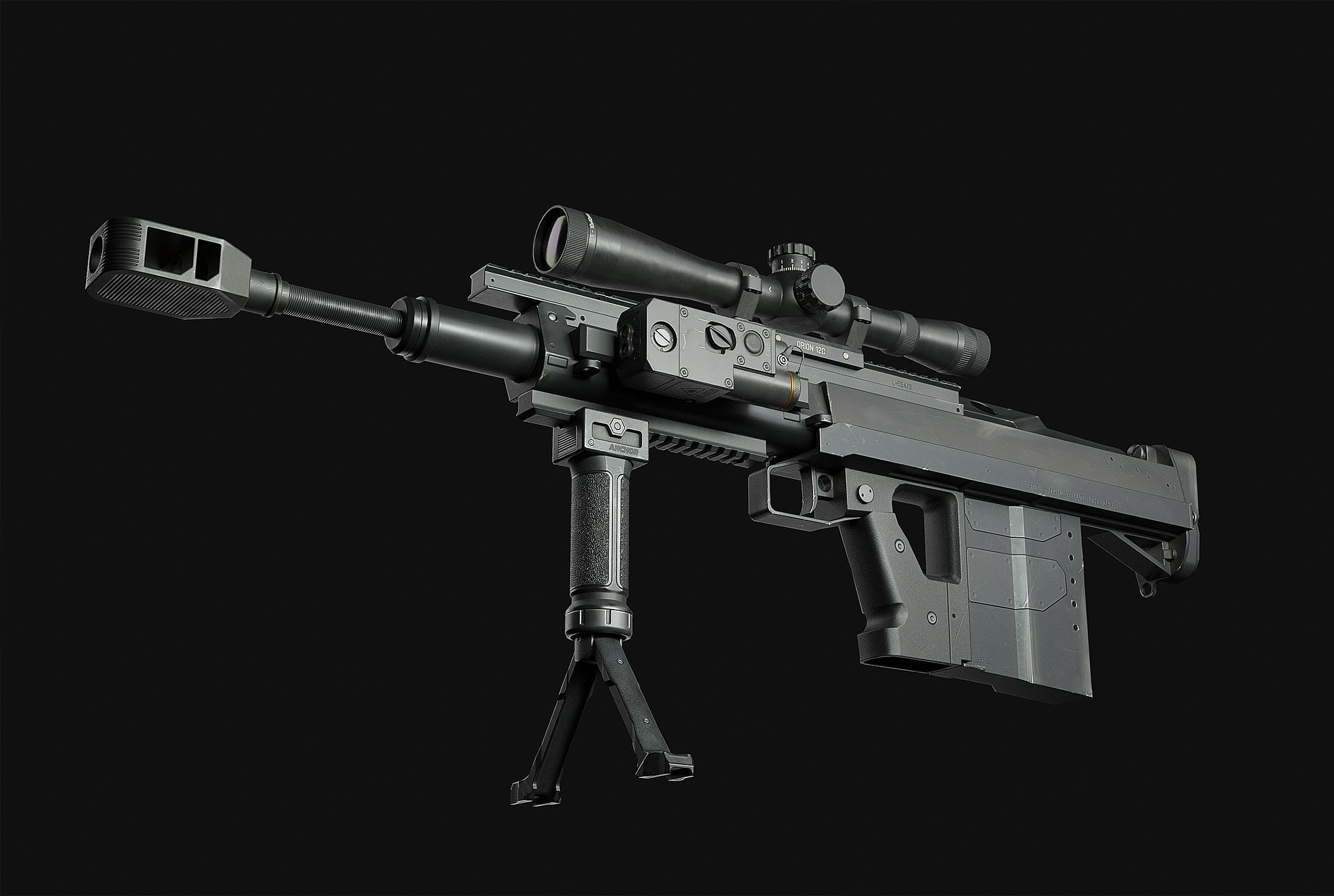 weapon - GM6 Lynx -  BMG sniper rifle Low-poly 3D model_11