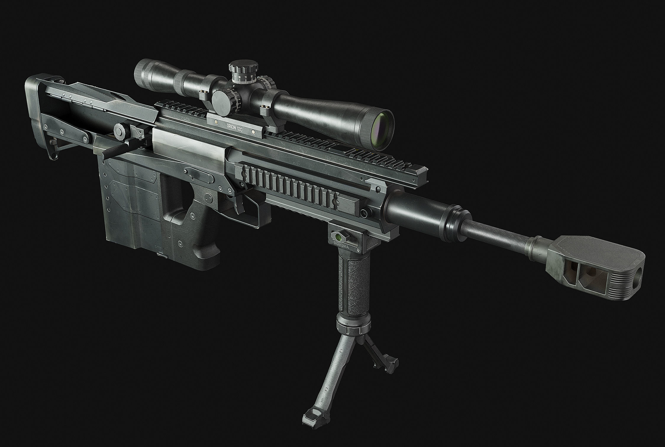 weapon - GM6 Lynx -  BMG sniper rifle Low-poly 3D model_7