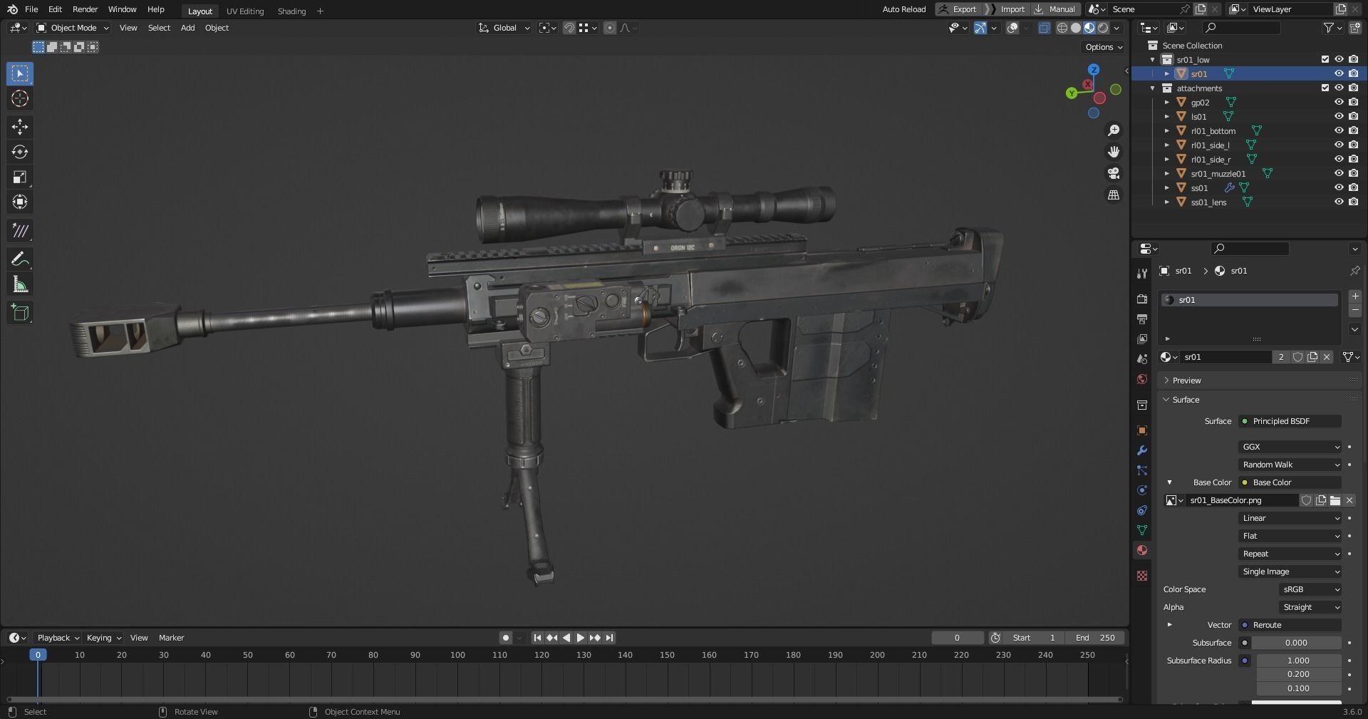 weapon - GM6 Lynx -  BMG sniper rifle Low-poly 3D model_20