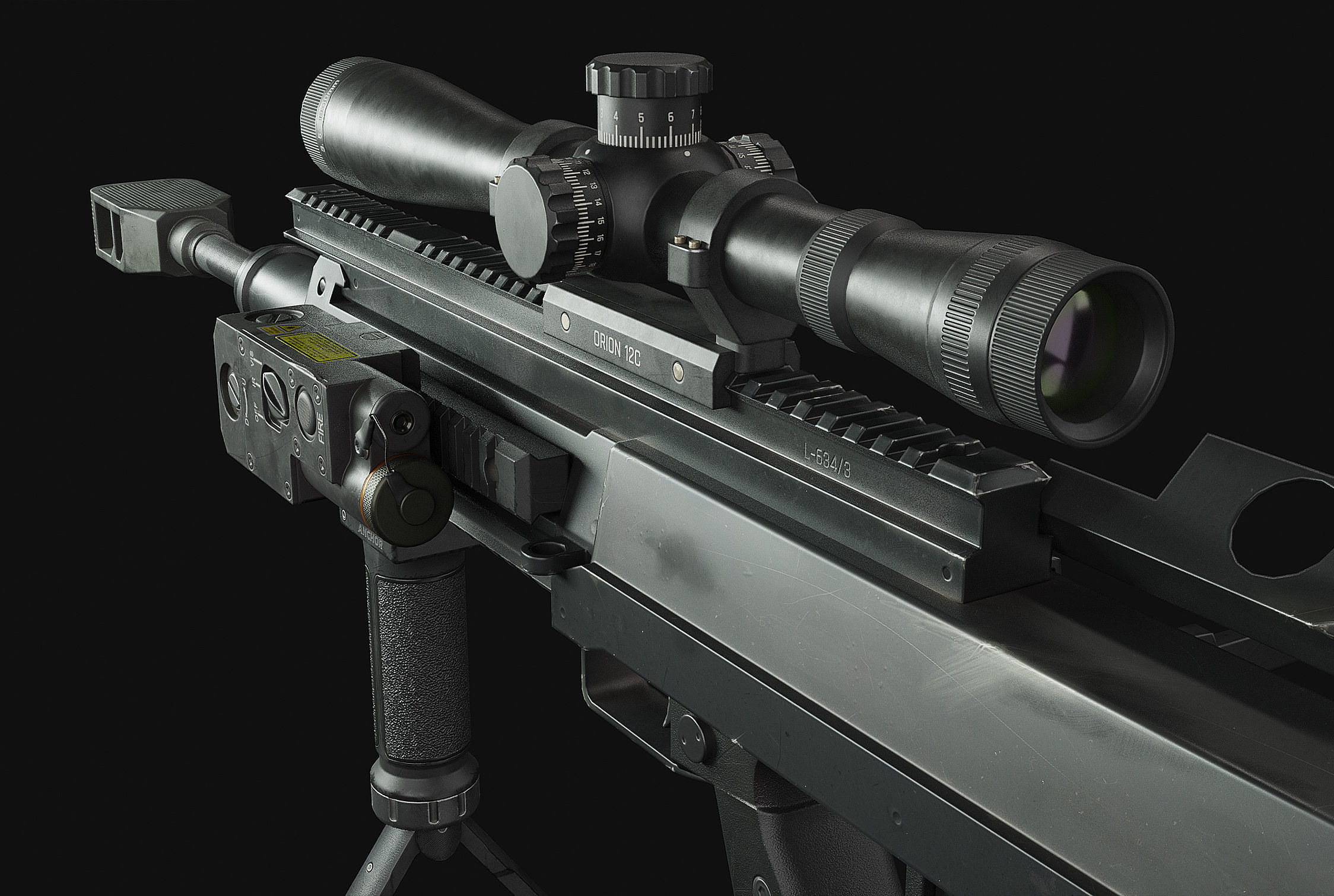 weapon - GM6 Lynx -  BMG sniper rifle Low-poly 3D model_18