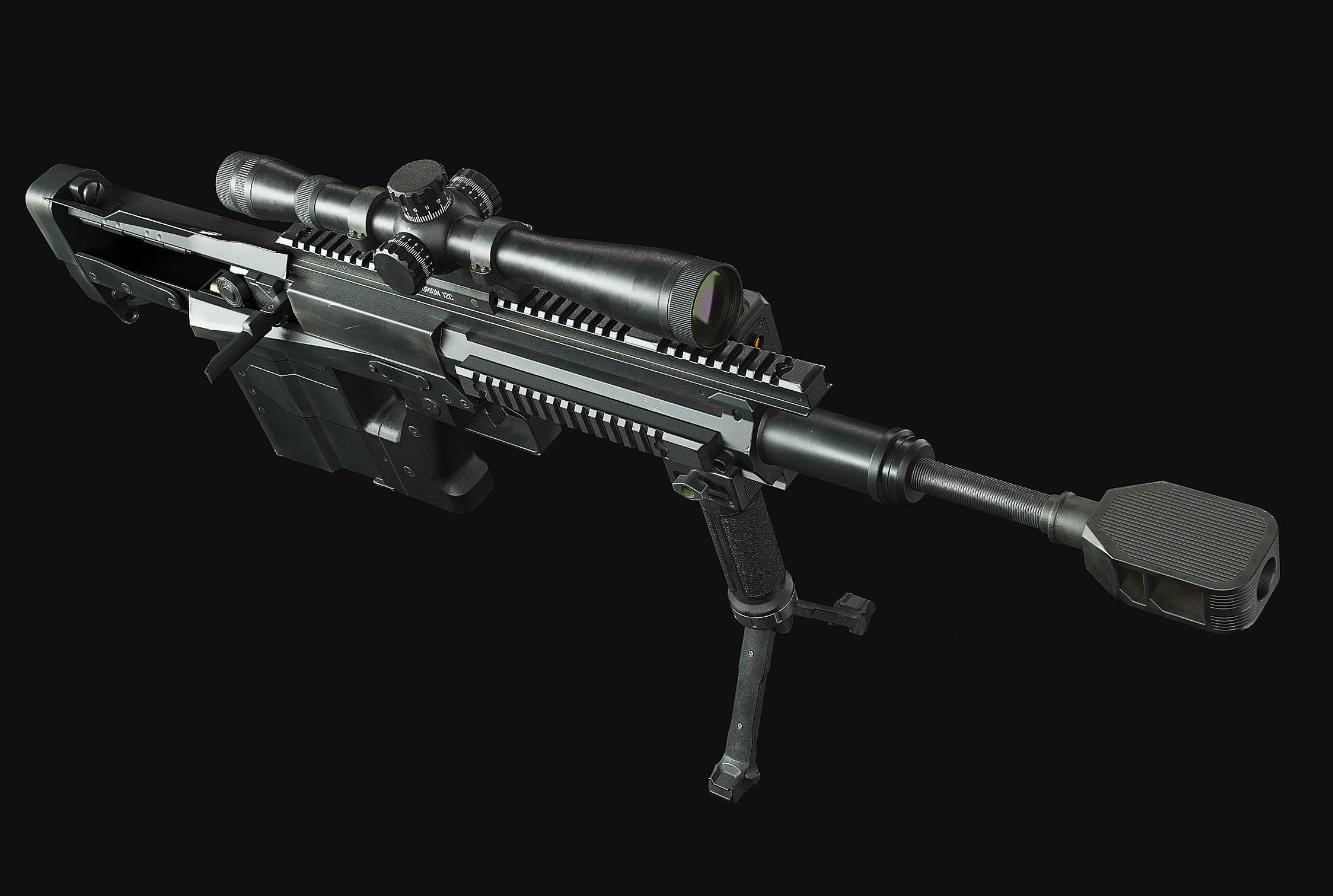 weapon - GM6 Lynx -  BMG sniper rifle Low-poly 3D model_10