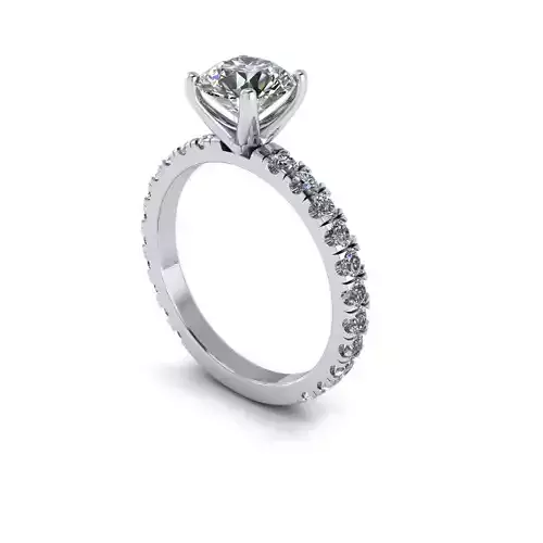 Pav Solitaire Diamond Ring S1