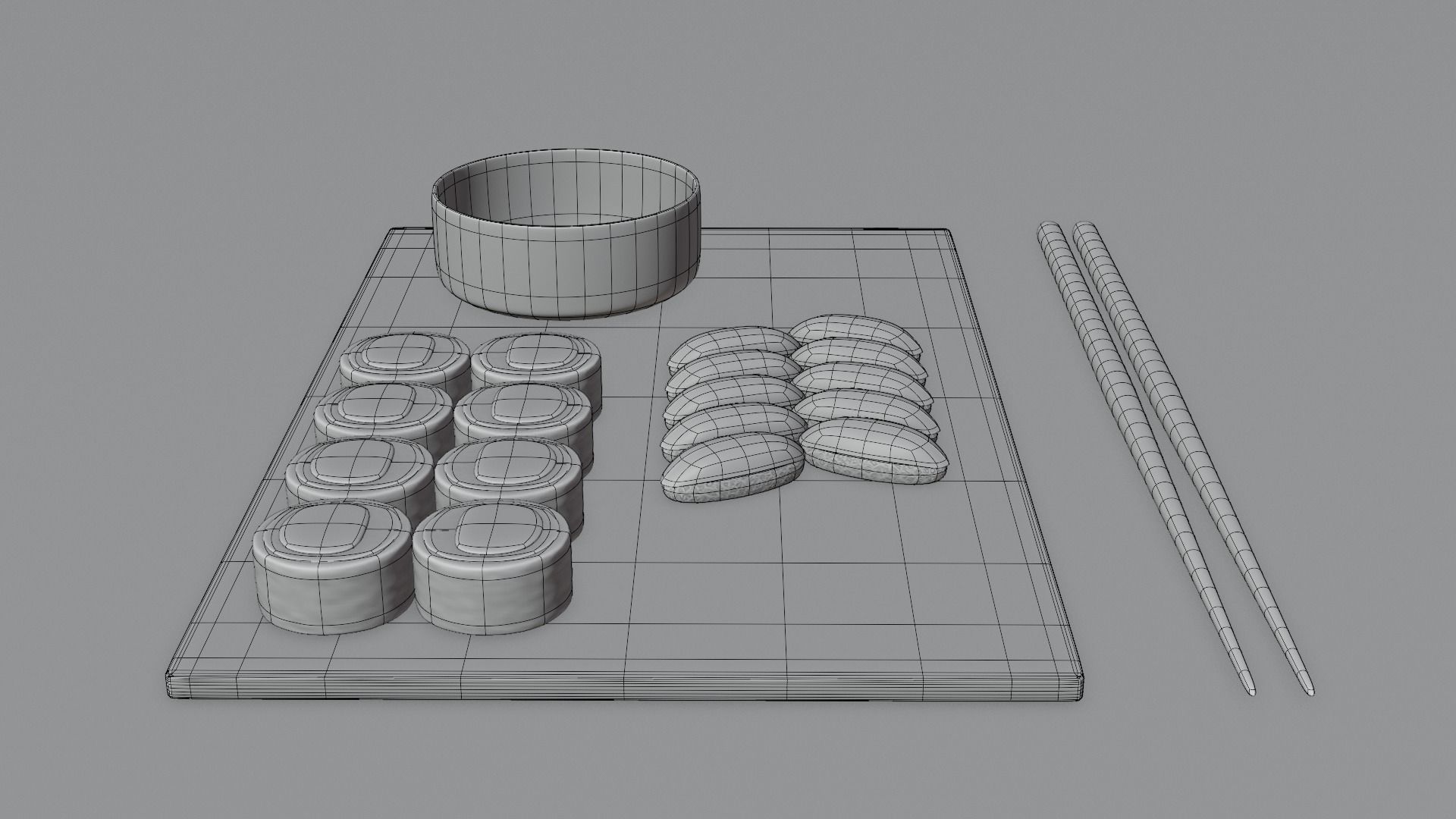 Cartoon sushi set 3D model 3D model_17