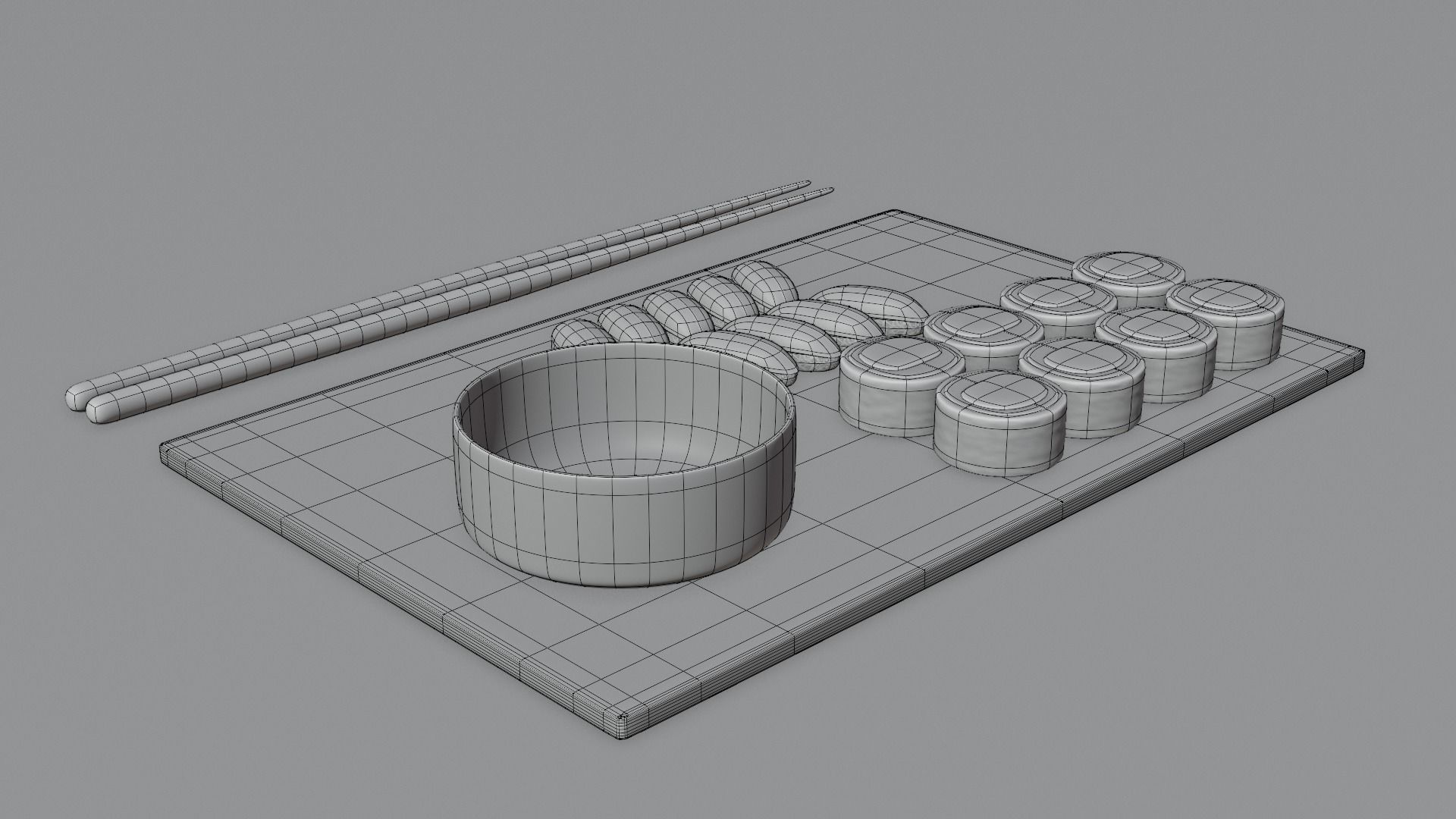 Cartoon sushi set 3D model 3D model_22