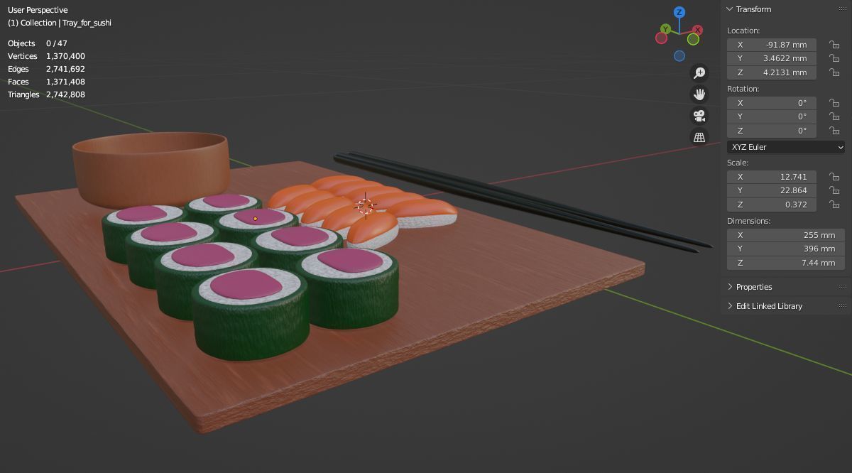 Cartoon sushi set 3D model 3D model_10