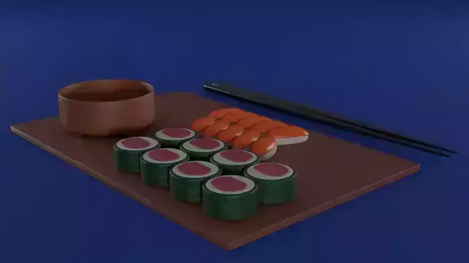 Cartoon sushi set 3D model 3D model