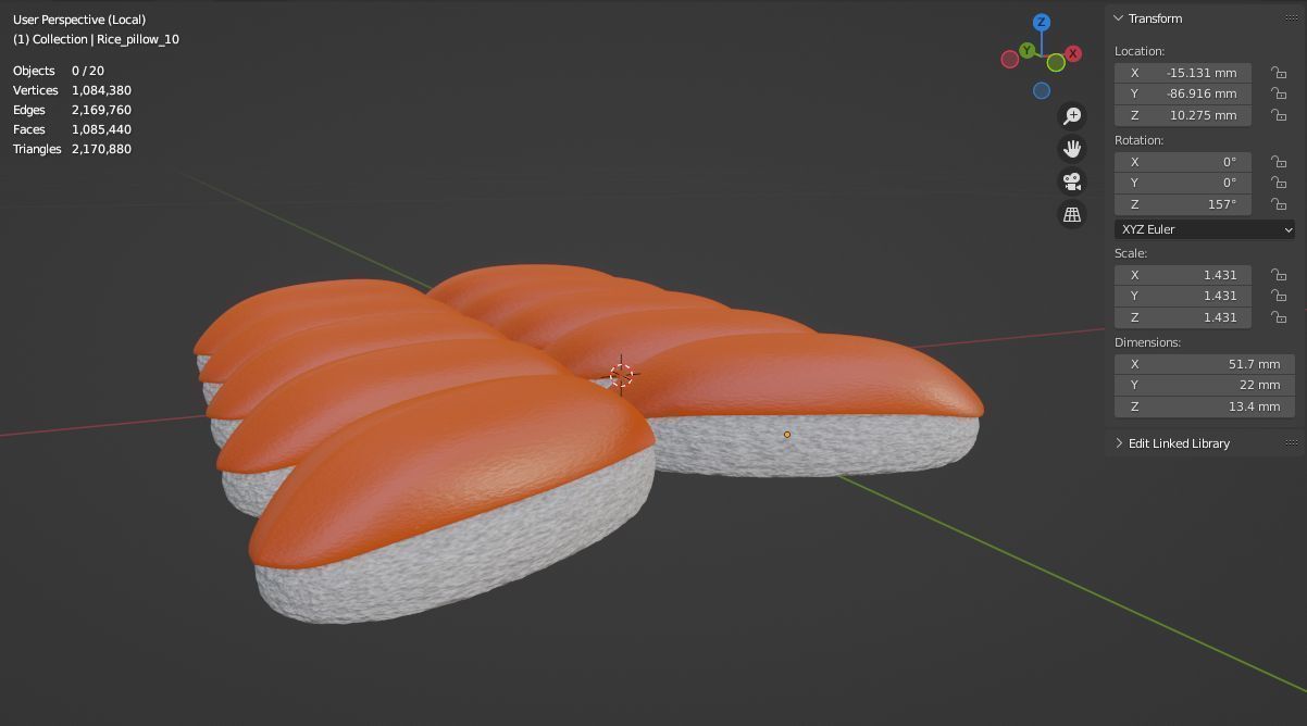 Cartoon sushi set 3D model 3D model_12