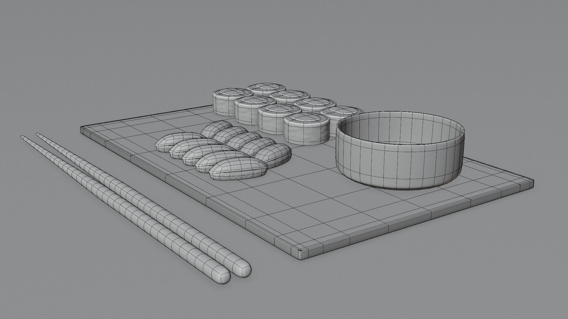 Cartoon sushi set 3D model 3D model_25