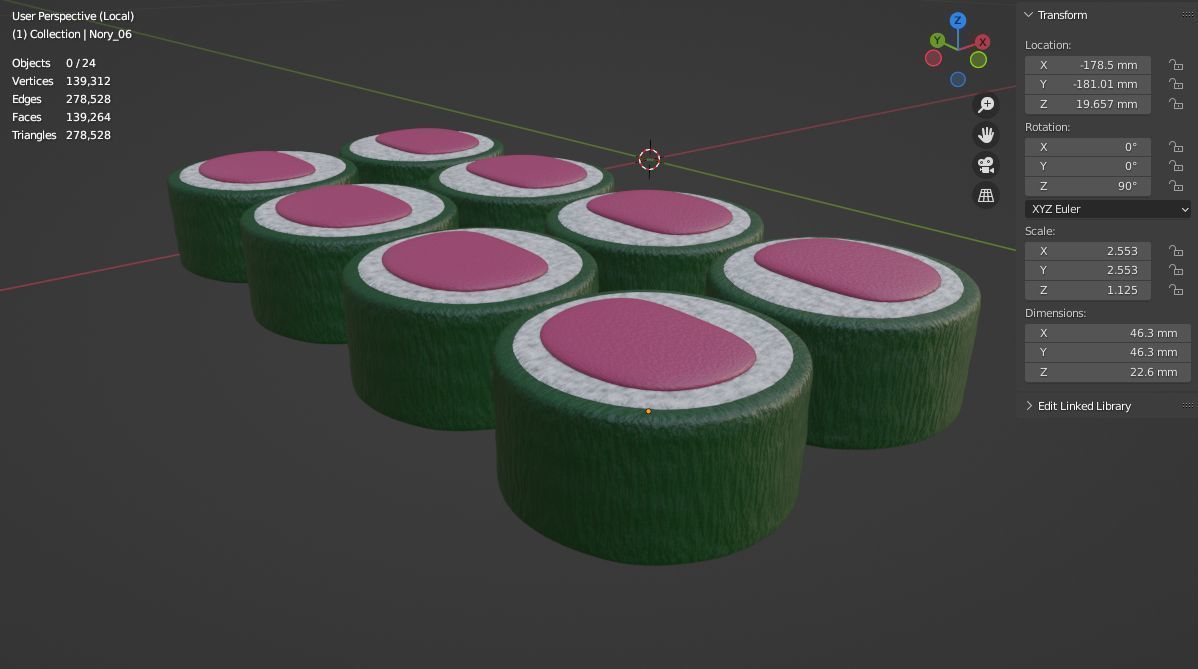 Cartoon sushi set 3D model 3D model_13