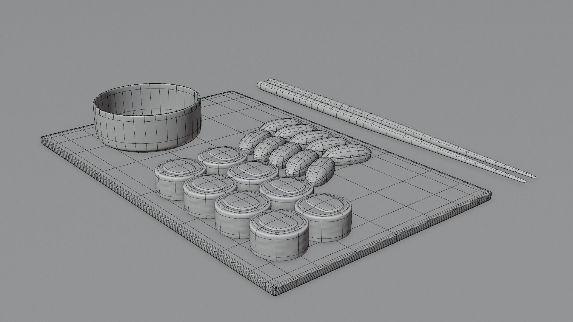 Cartoon sushi set 3D model 3D model_23