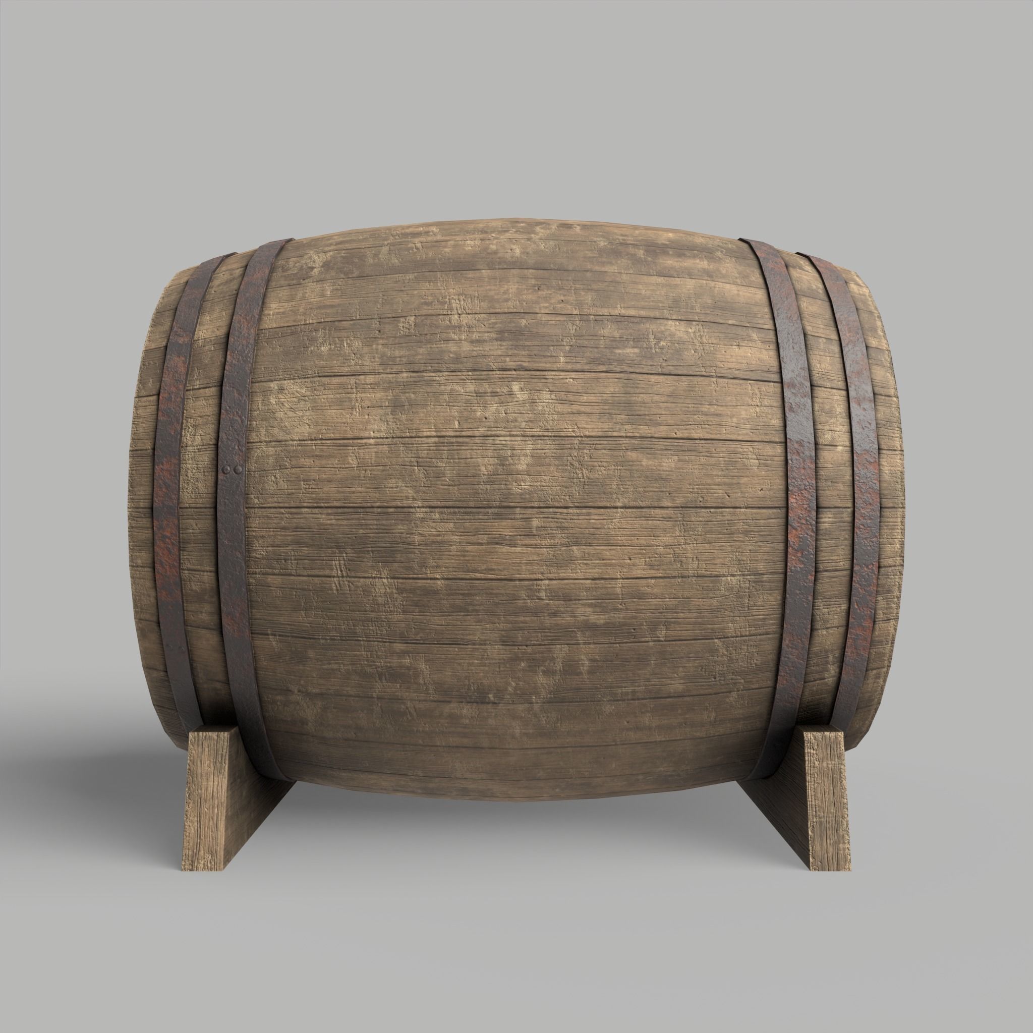 Wooden Barrel Vine Whiskey Gameready Low-poly 3D model_5