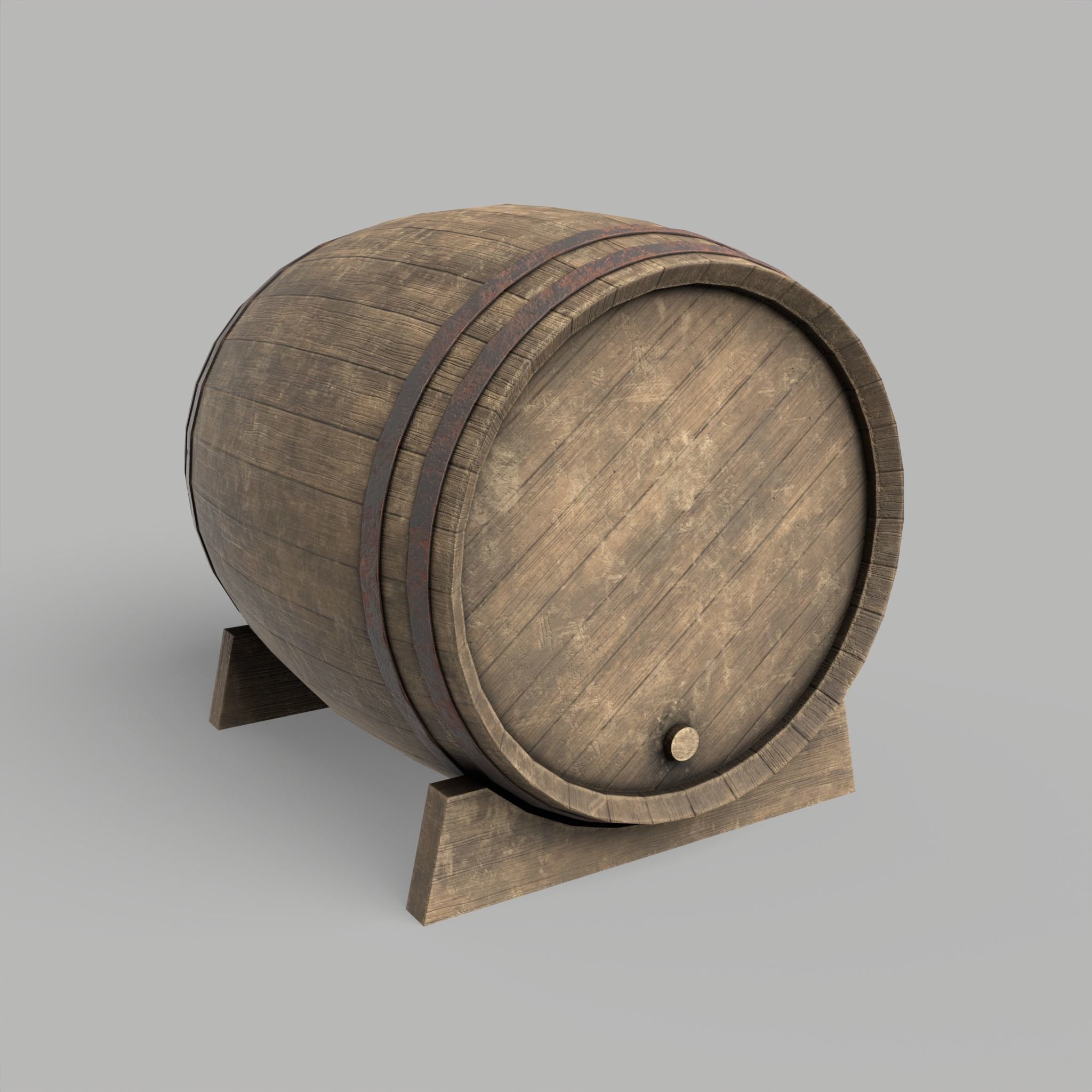Wooden Barrel Vine Whiskey Gameready Low-poly 3D model_2