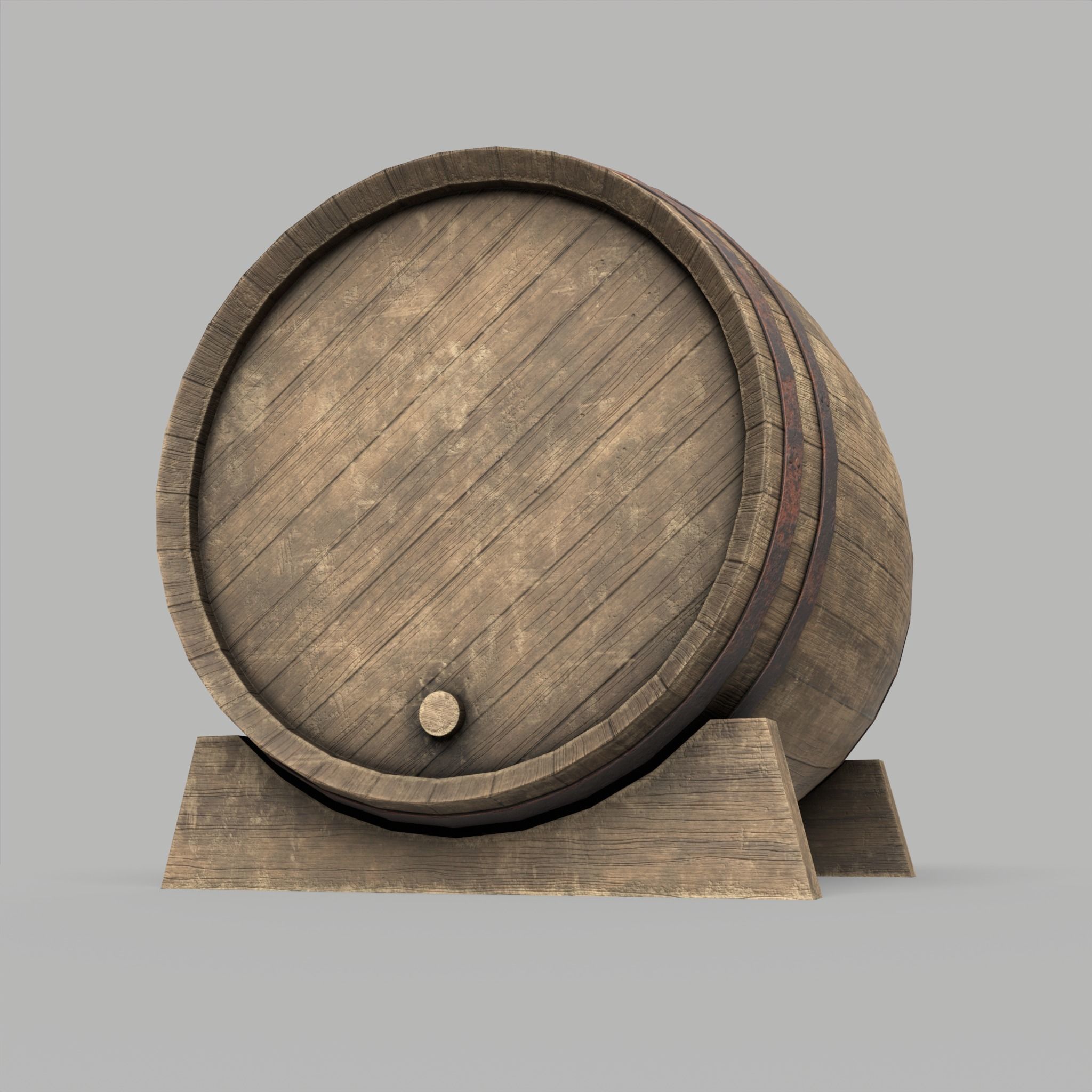 Wooden Barrel Vine Whiskey Gameready Low-poly 3D model_19