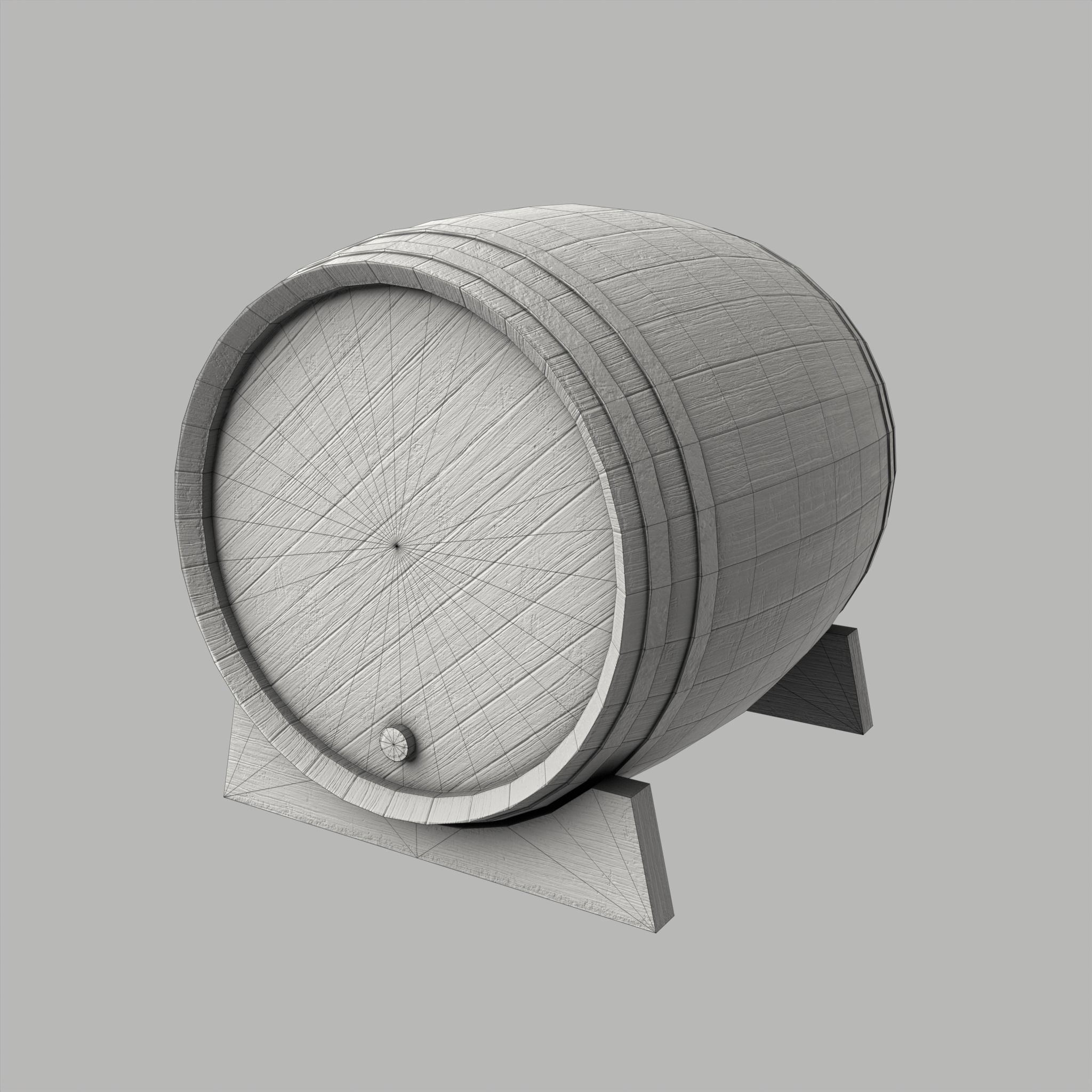 Wooden Barrel Vine Whiskey Gameready Low-poly 3D model_8
