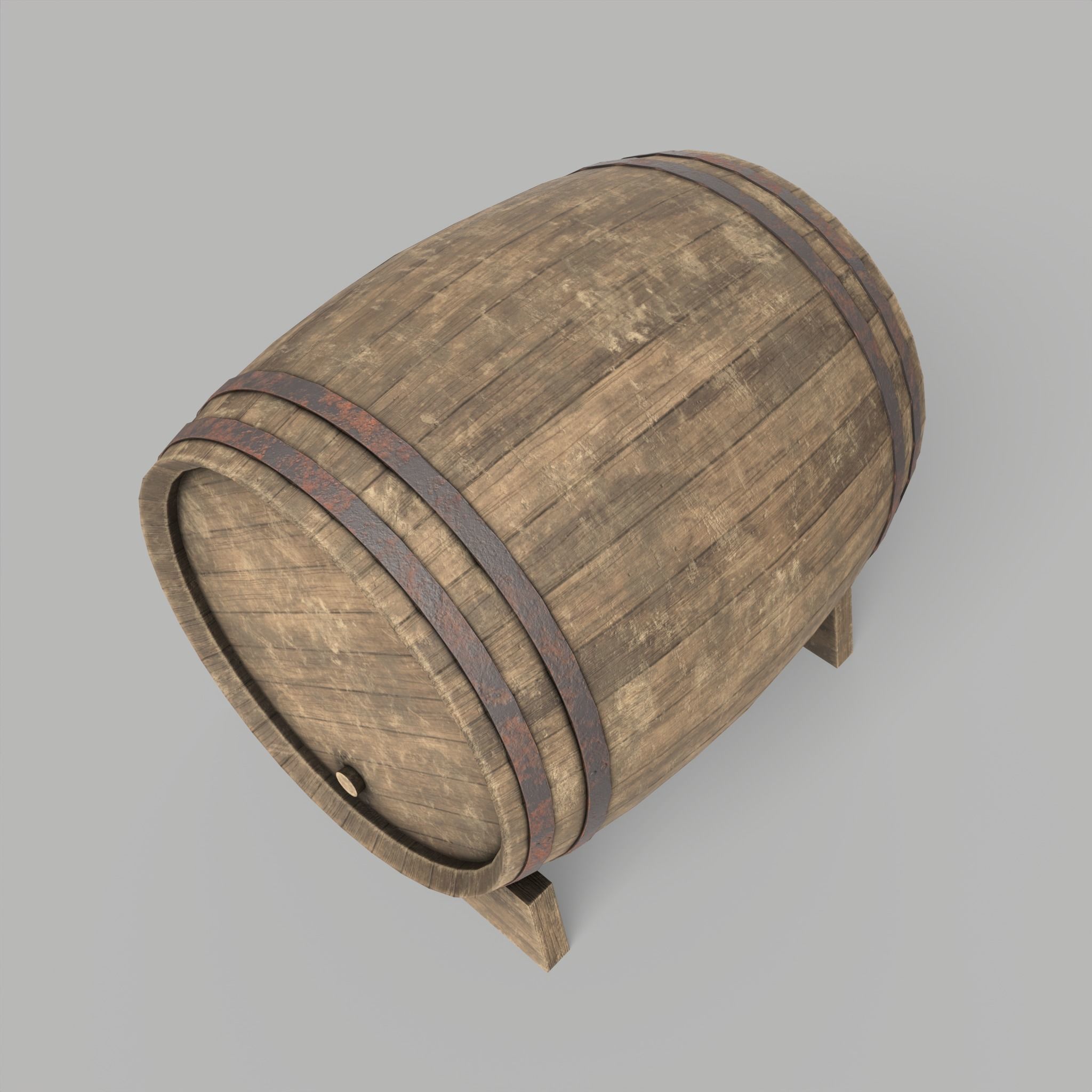 Wooden Barrel Vine Whiskey Gameready Low-poly 3D model_3
