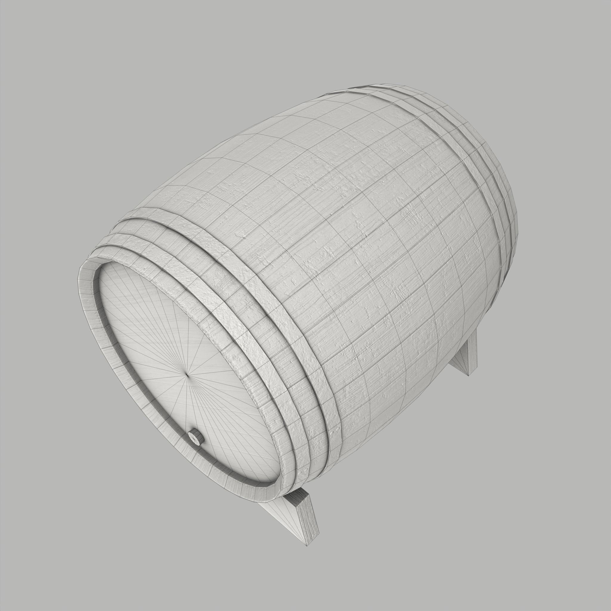 Wooden Barrel Vine Whiskey Gameready Low-poly 3D model_12