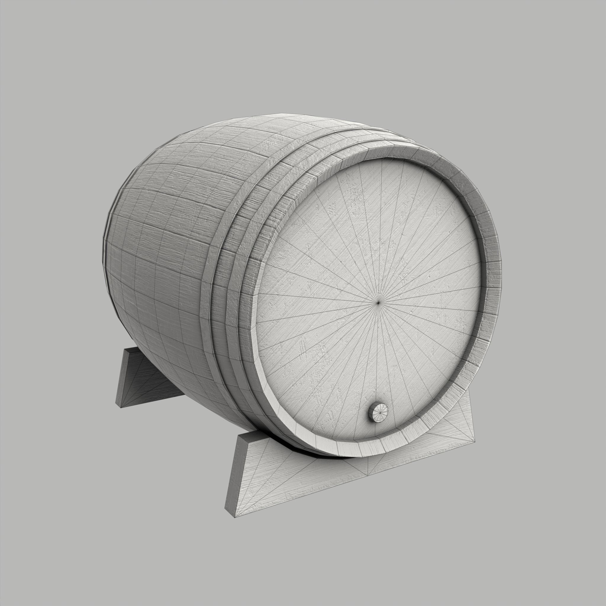 Wooden Barrel Vine Whiskey Gameready Low-poly 3D model_10