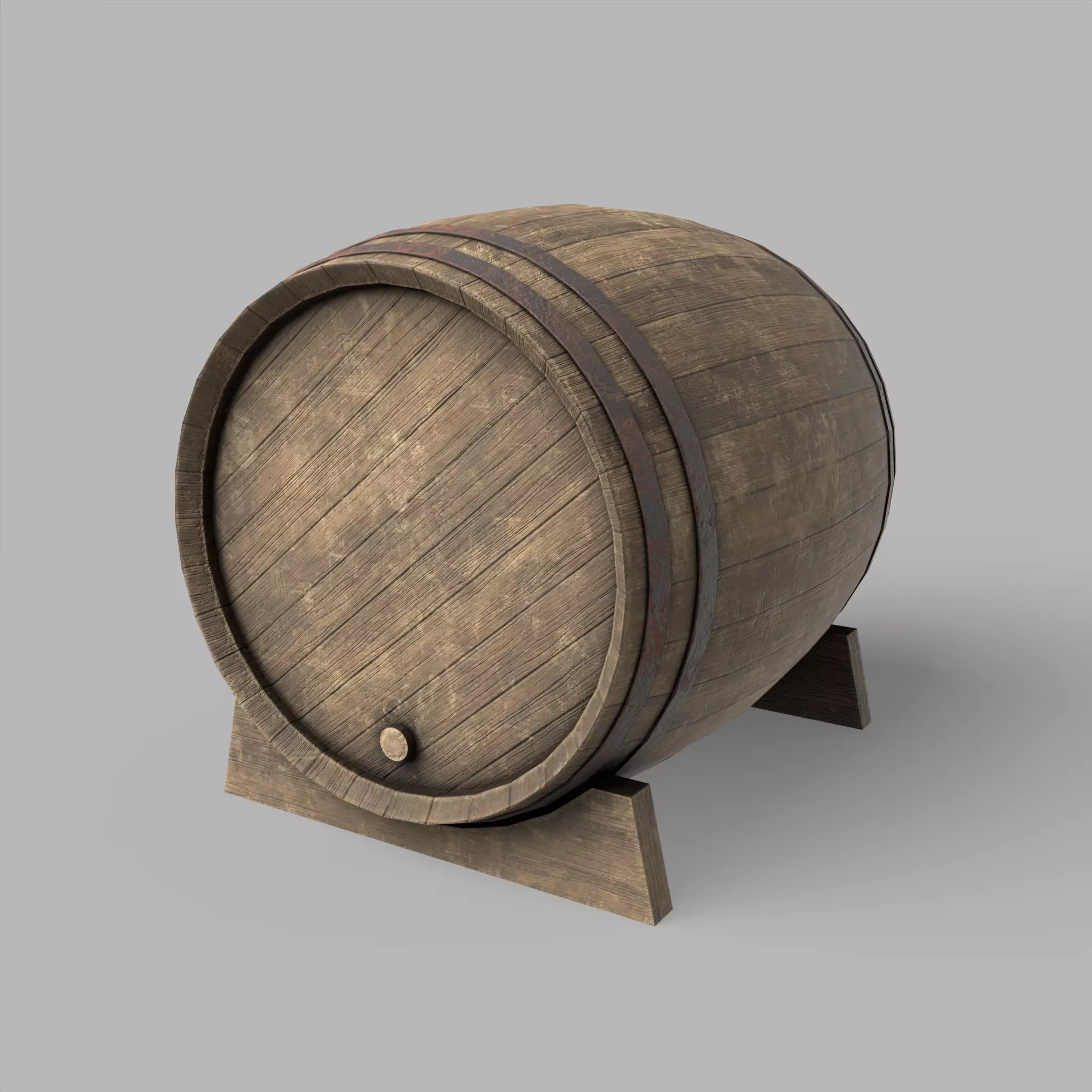 Wooden Barrel Vine Whiskey Gameready Low-poly 3D model_0