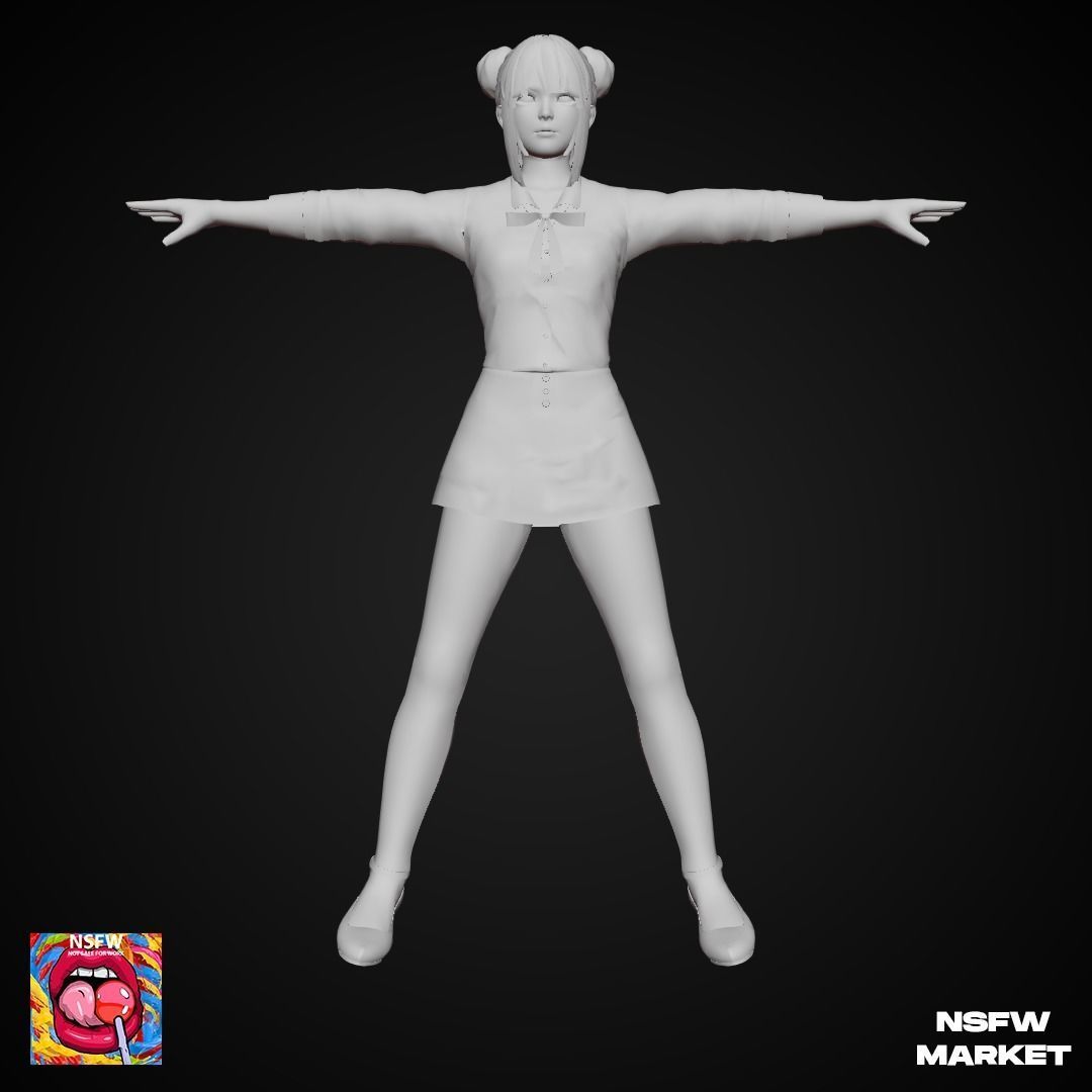 EXCLUSIVE EDITION RIGGED CHARACTER MARIE ROSE - SECRET CLASS Low-poly 3D model_15