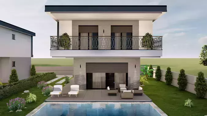 modern villa sketchup model 