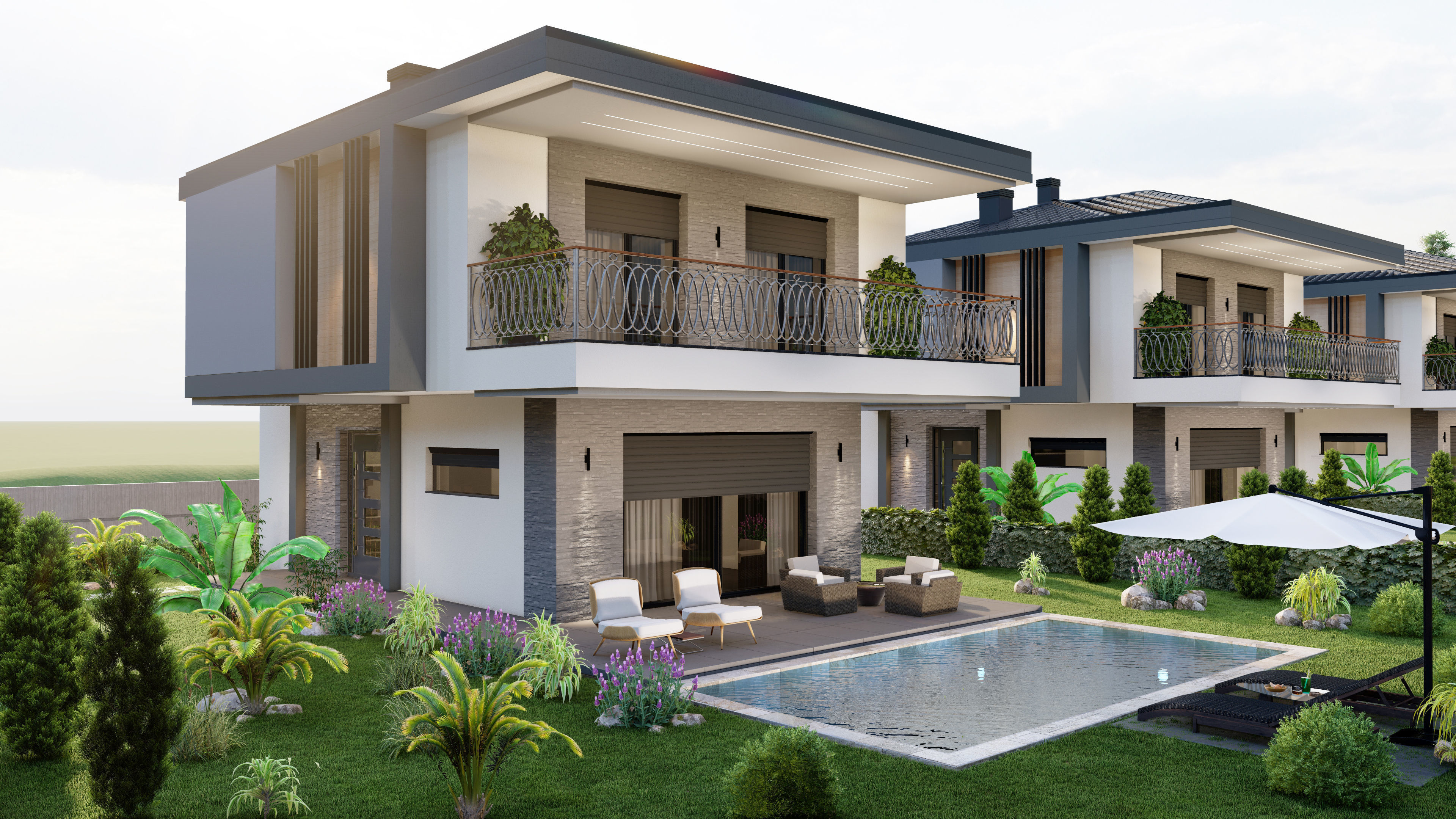 modern villa sketchup model  3D model_4
