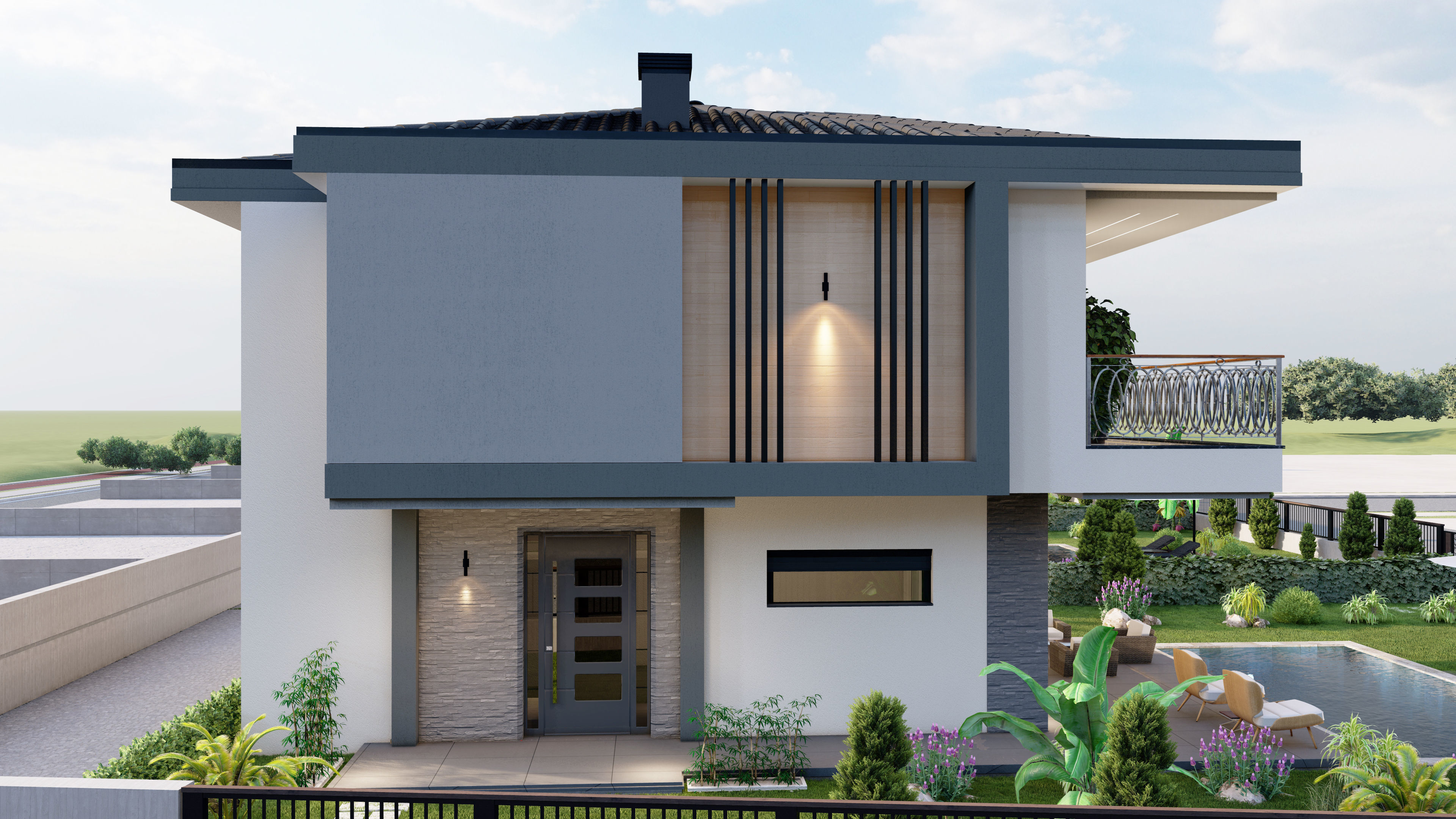 modern villa sketchup model  3D model_1