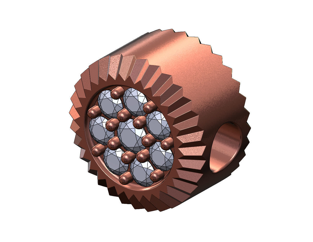 Fluted bezel diamond cluster bead and charm 3D print model_10