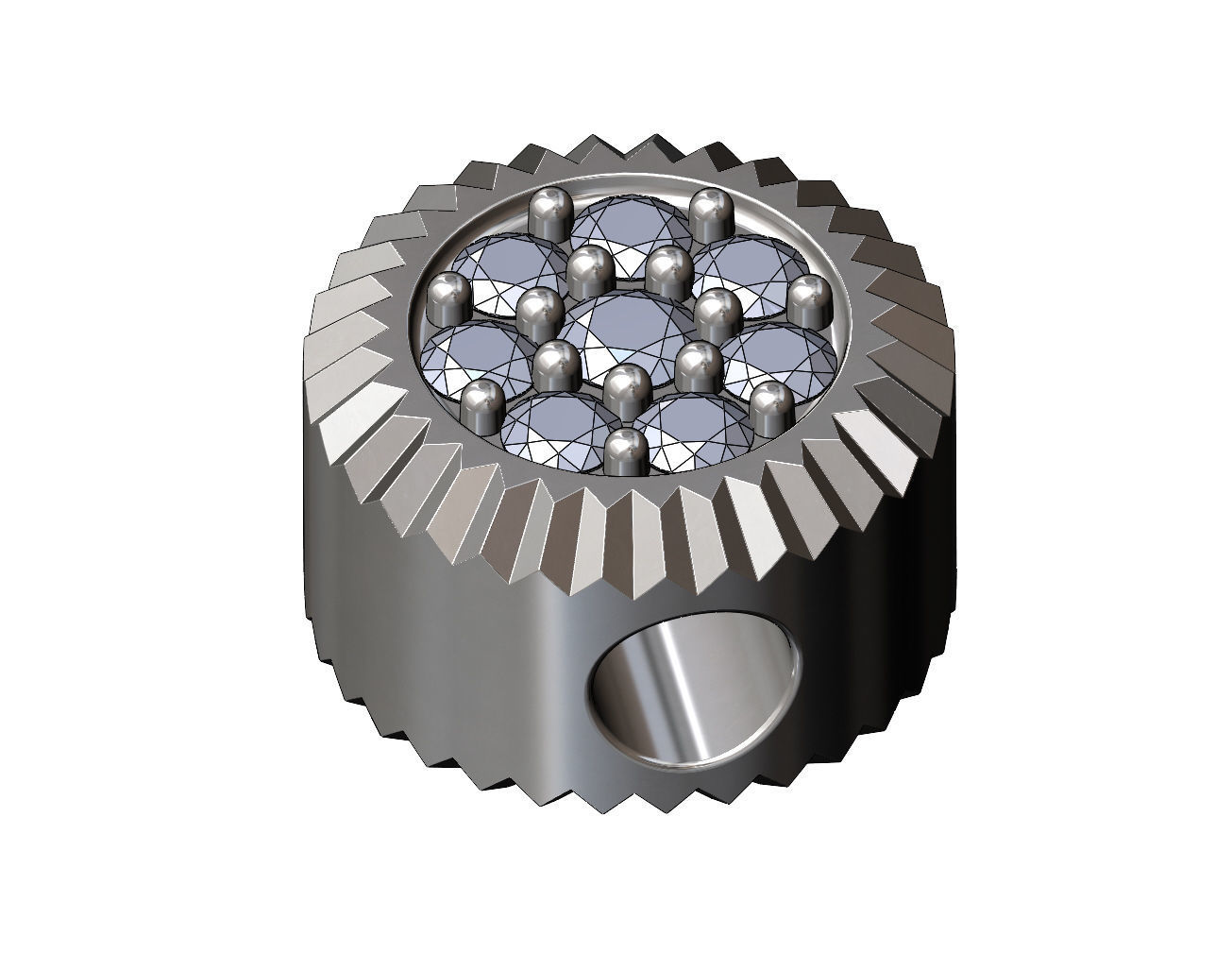 Fluted bezel diamond cluster bead and charm 3D print model_9