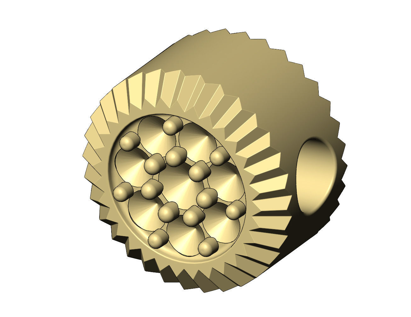 Fluted bezel diamond cluster bead and charm 3D print model_5