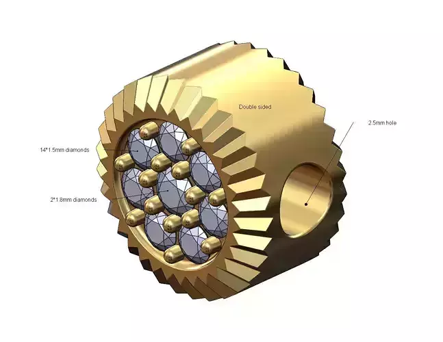 Fluted bezel diamond cluster bead and charm