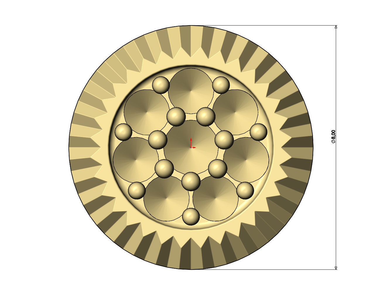 Fluted bezel diamond cluster bead and charm 3D print model_6