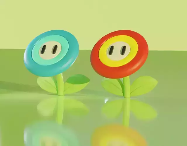 Flower Plants From Super Mario Free low-poly 3D model