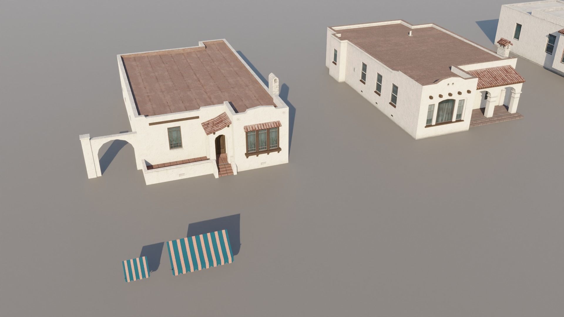 Spanish Revival - US West Coast California Buildings Low-poly 3D model_11