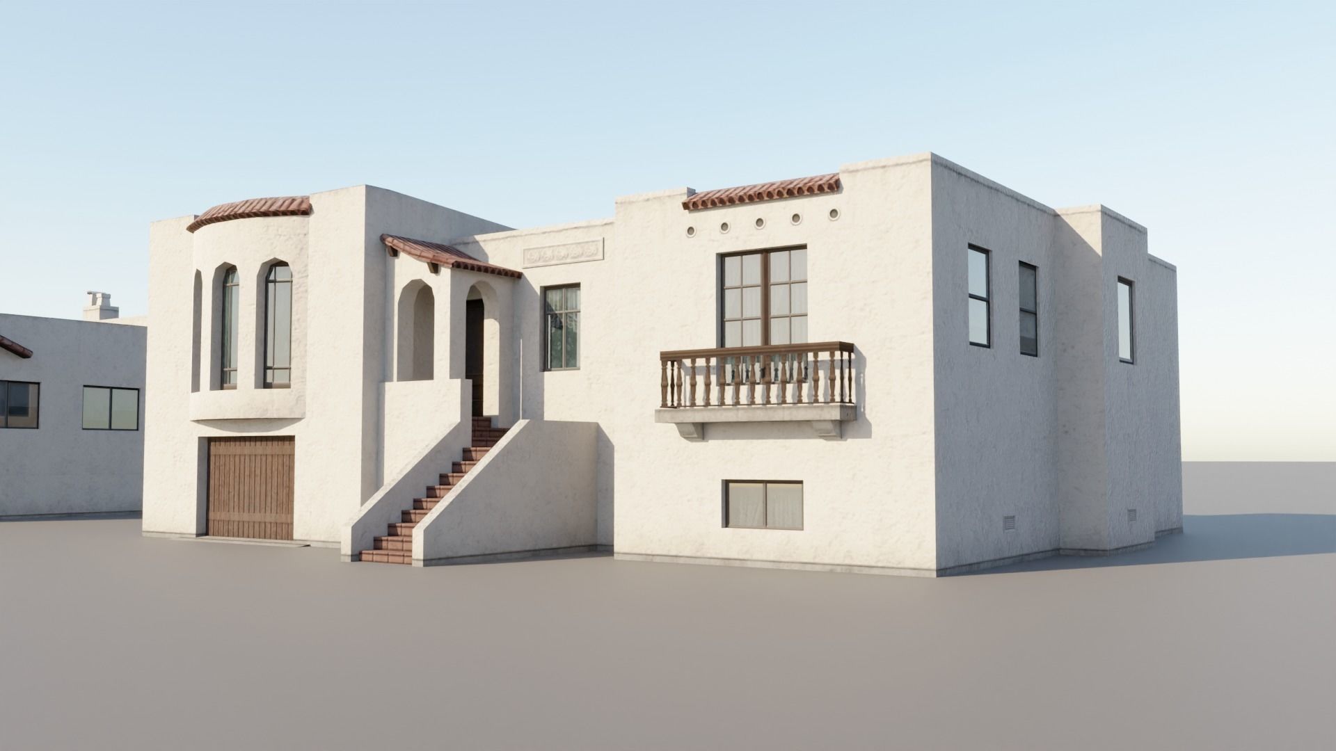 Spanish Revival - US West Coast California Buildings Low-poly 3D model_3