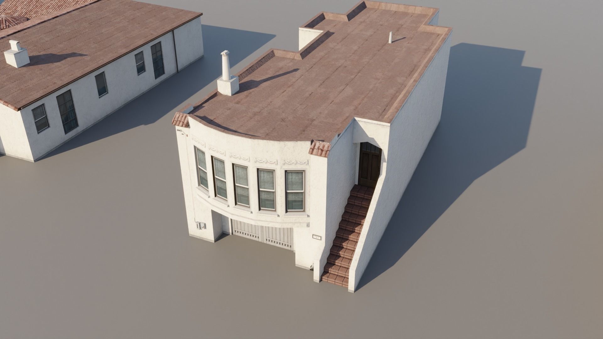 Spanish Revival - US West Coast California Buildings Low-poly 3D model_10