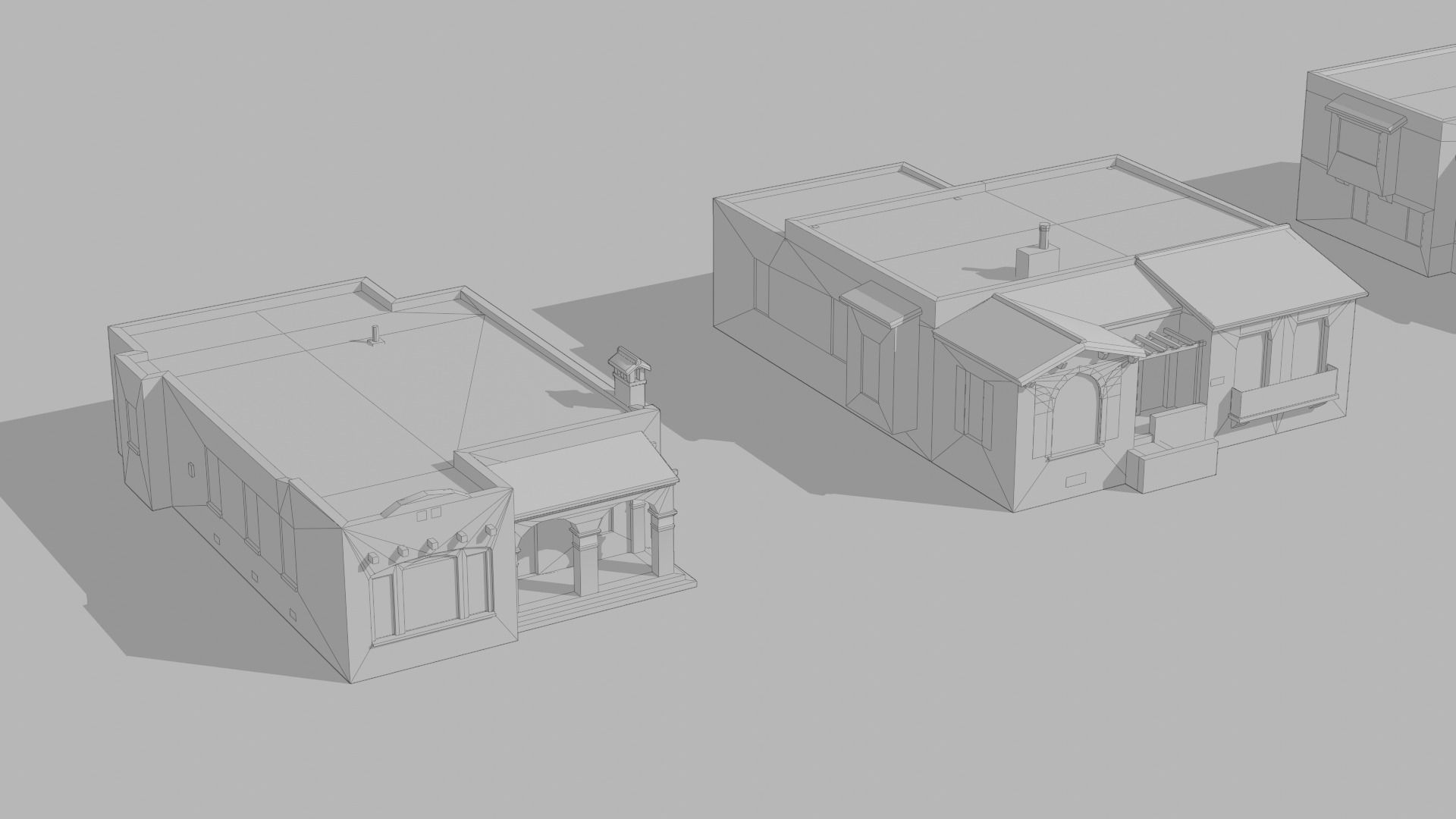 Spanish Revival - US West Coast California Buildings Low-poly 3D model_13