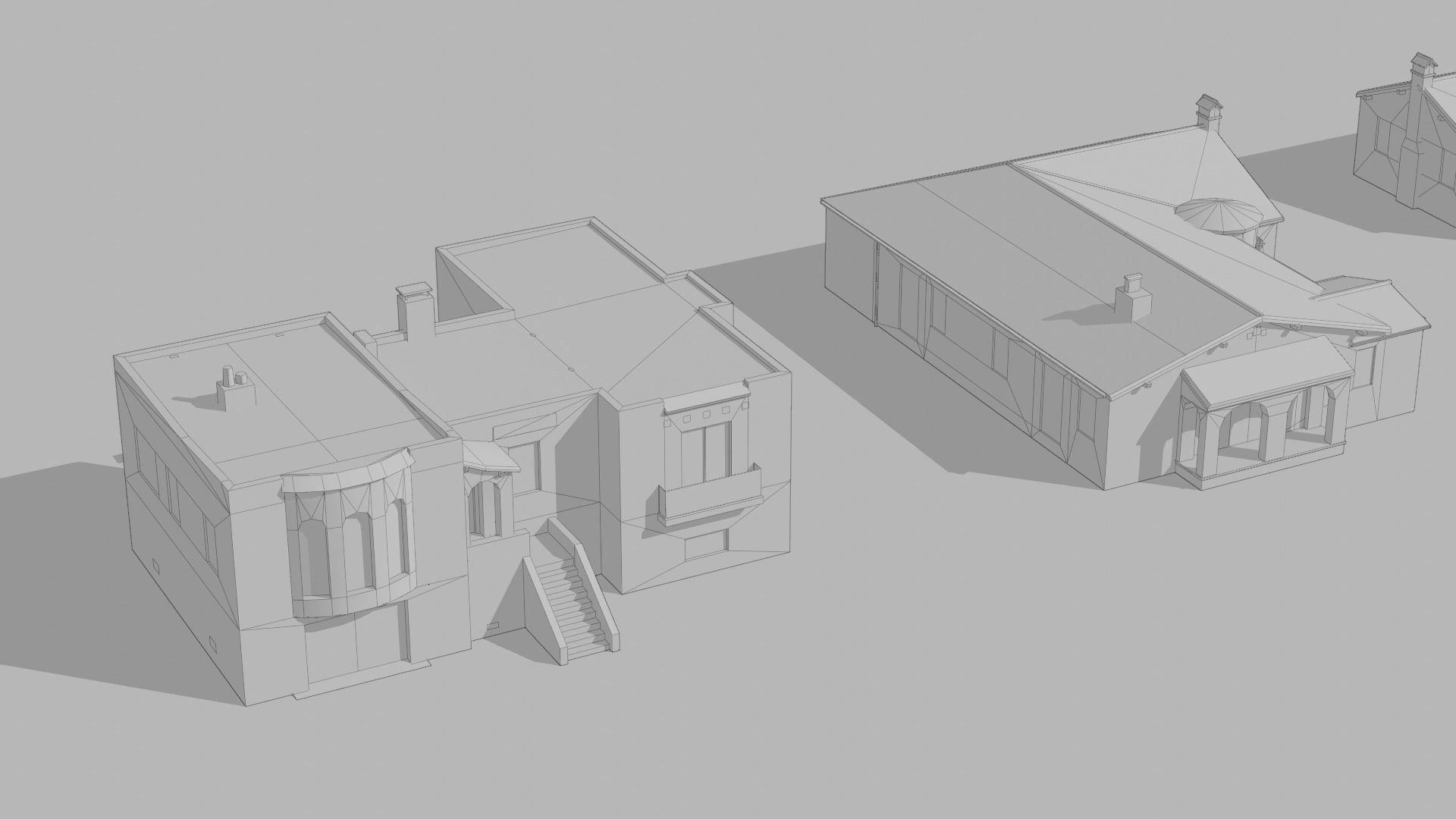 Spanish Revival - US West Coast California Buildings Low-poly 3D model_12