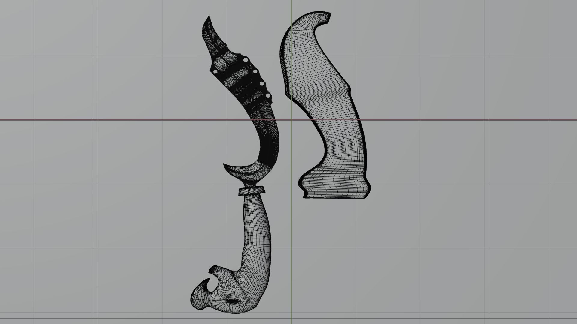 Kujang Traditional Symbol Low-poly 3D model_10