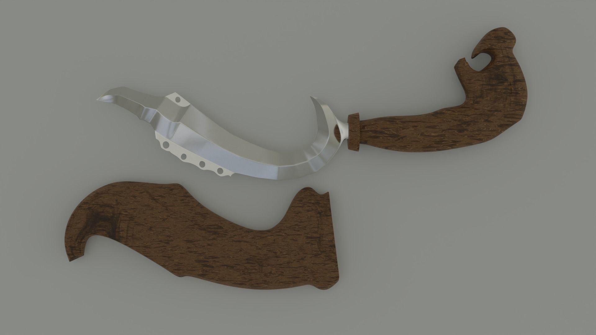 Kujang Traditional Symbol Low-poly 3D model_2