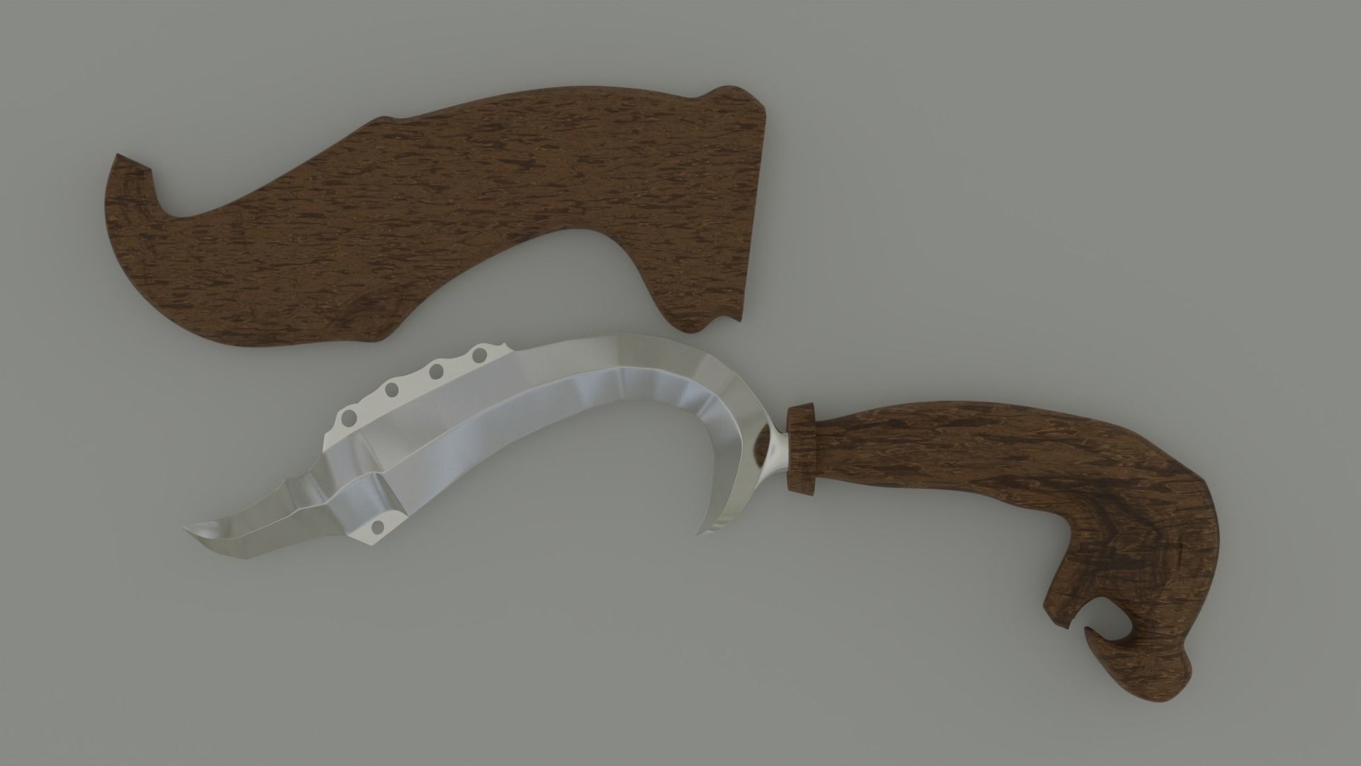 Kujang Traditional Symbol Low-poly 3D model_9