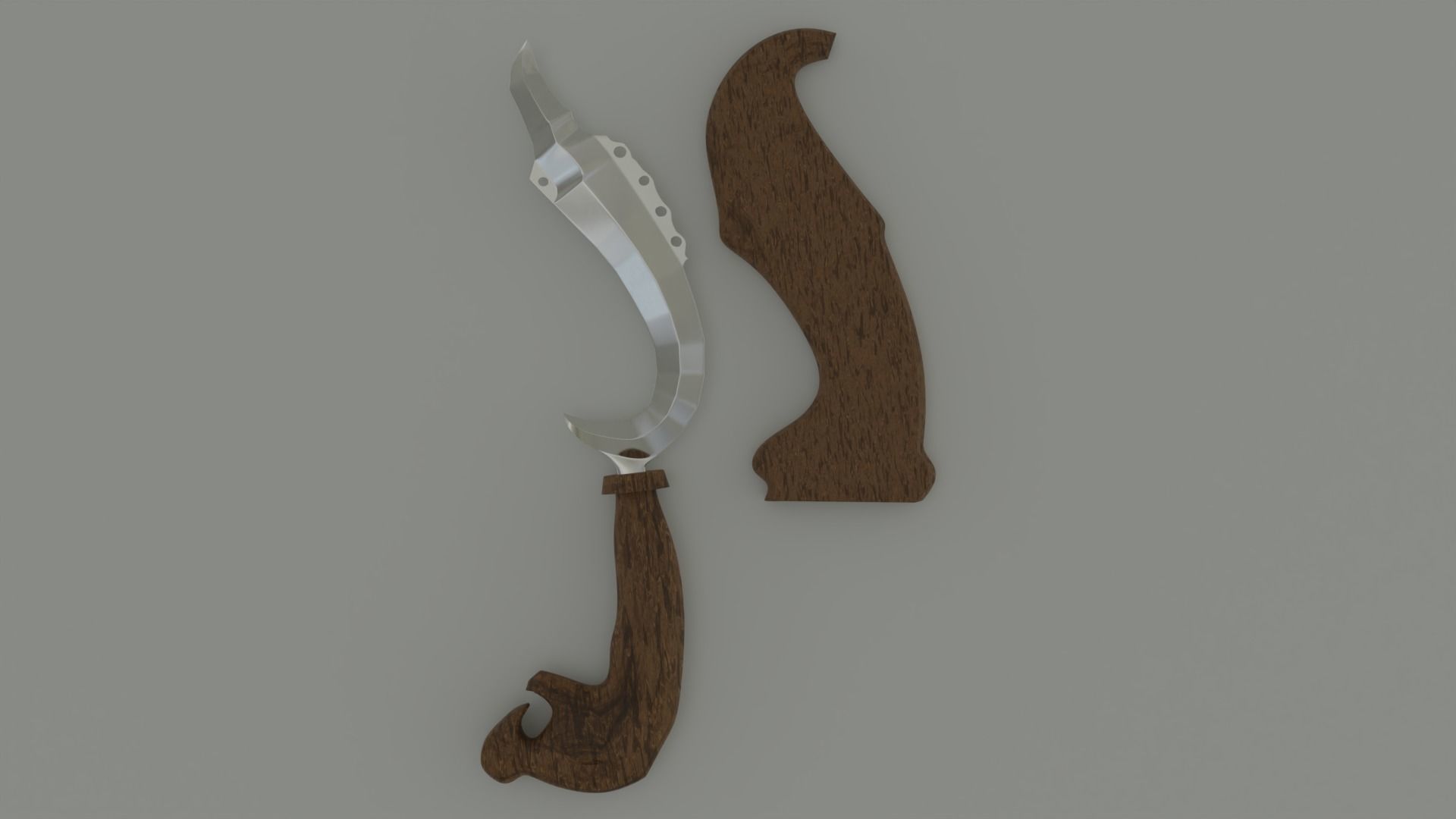 Kujang Traditional Symbol Low-poly 3D model_1