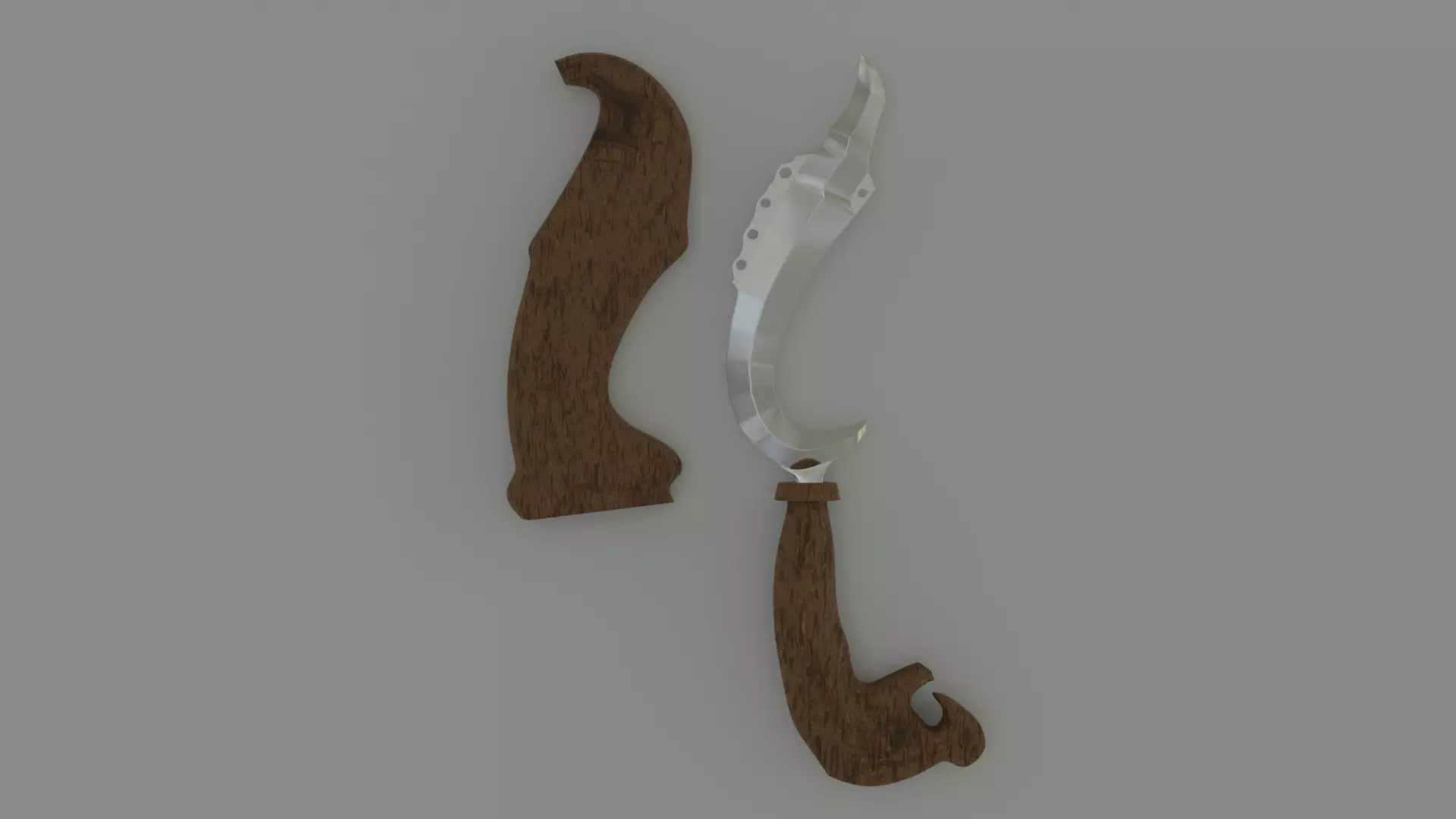 Kujang Traditional Symbol Low-poly 3D model_0