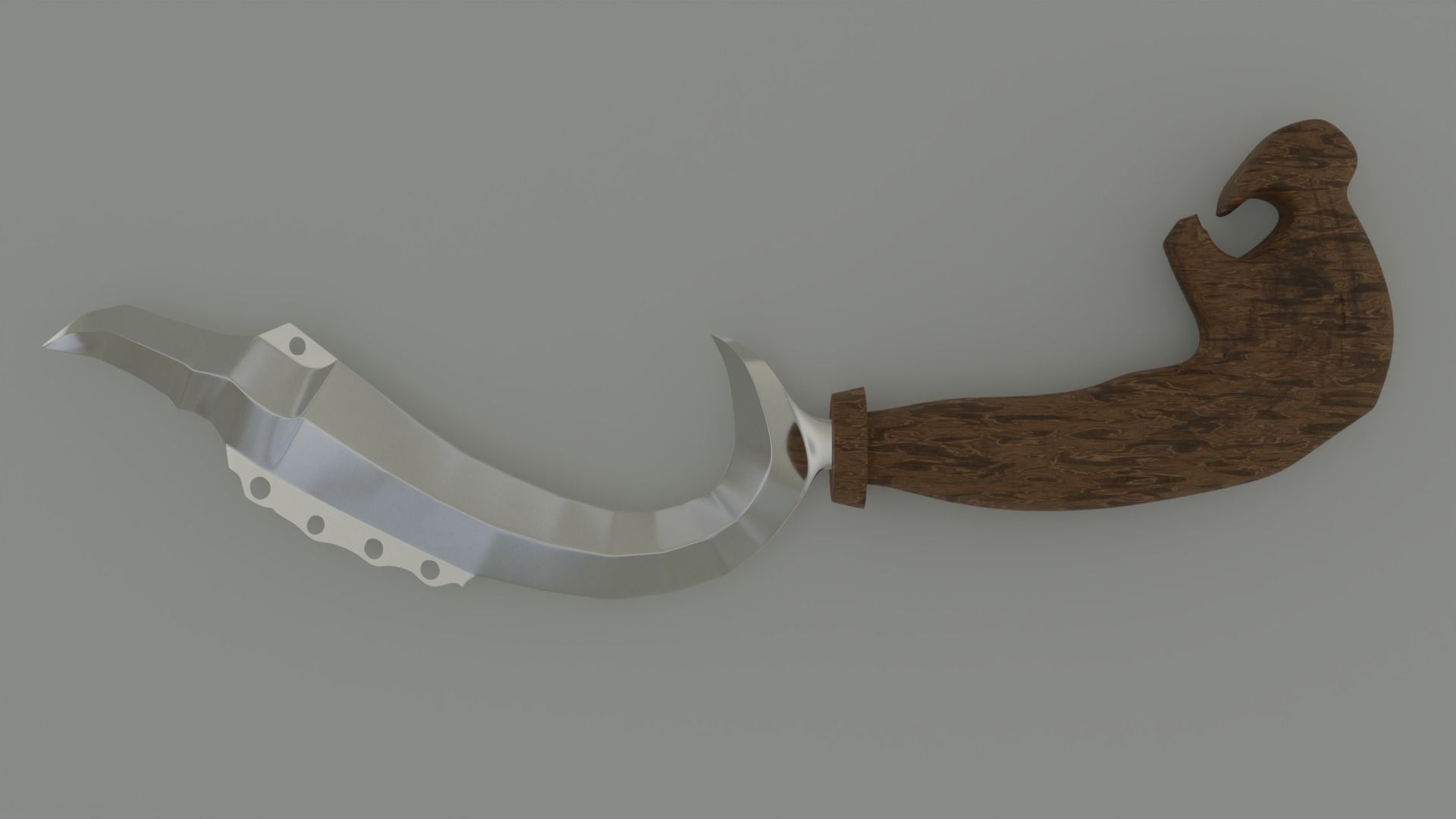 Kujang Traditional Symbol Low-poly 3D model_7
